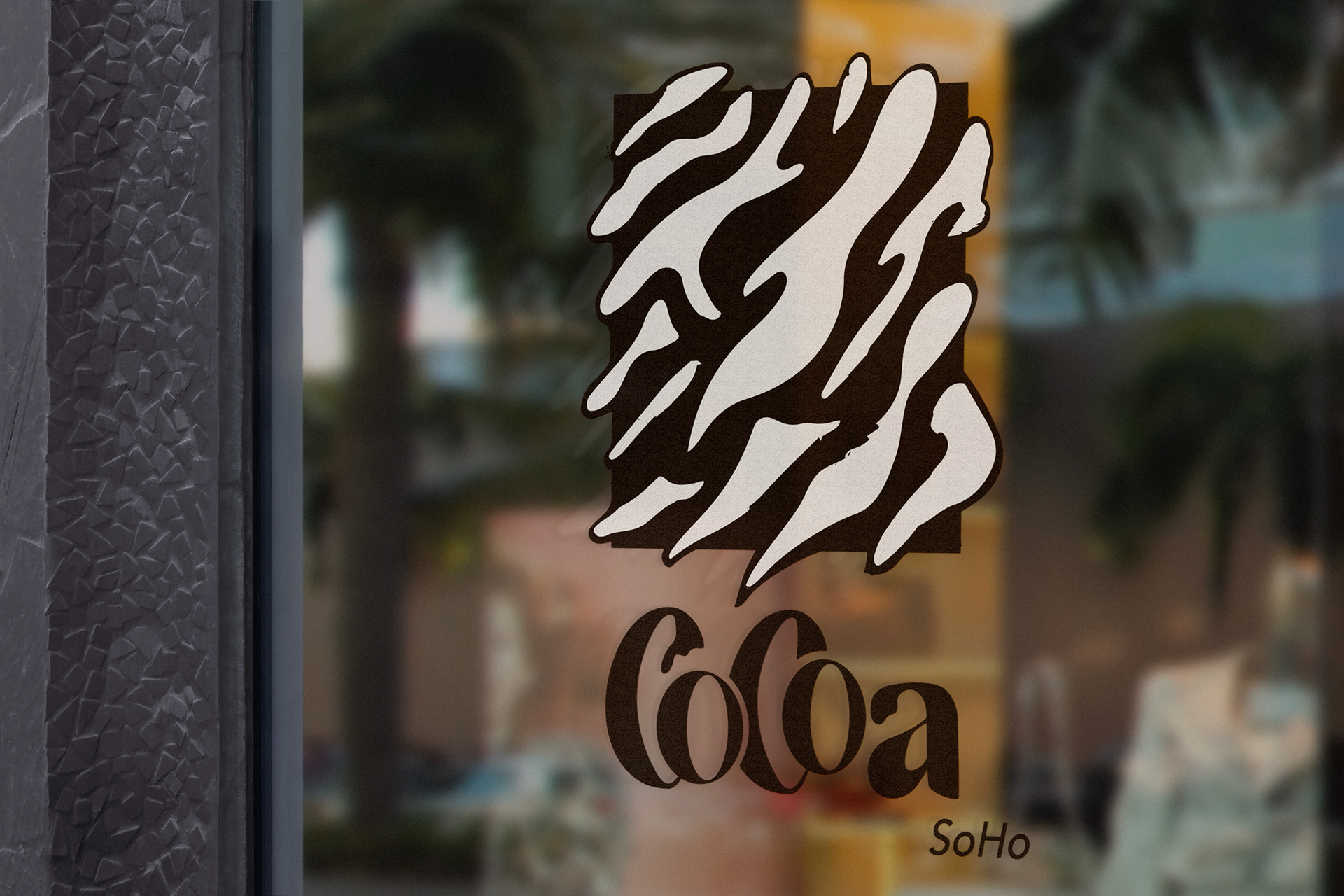 Window Logo. This is the first graphic one would see before entering the hotel.