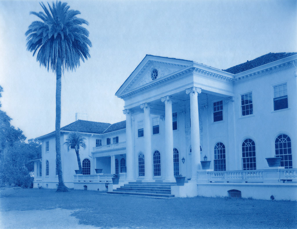 Emily J. Gómez, Plum Orchard Mansion, 2019, New Cyanotype on Wyndstone Vellum, 14x16"
