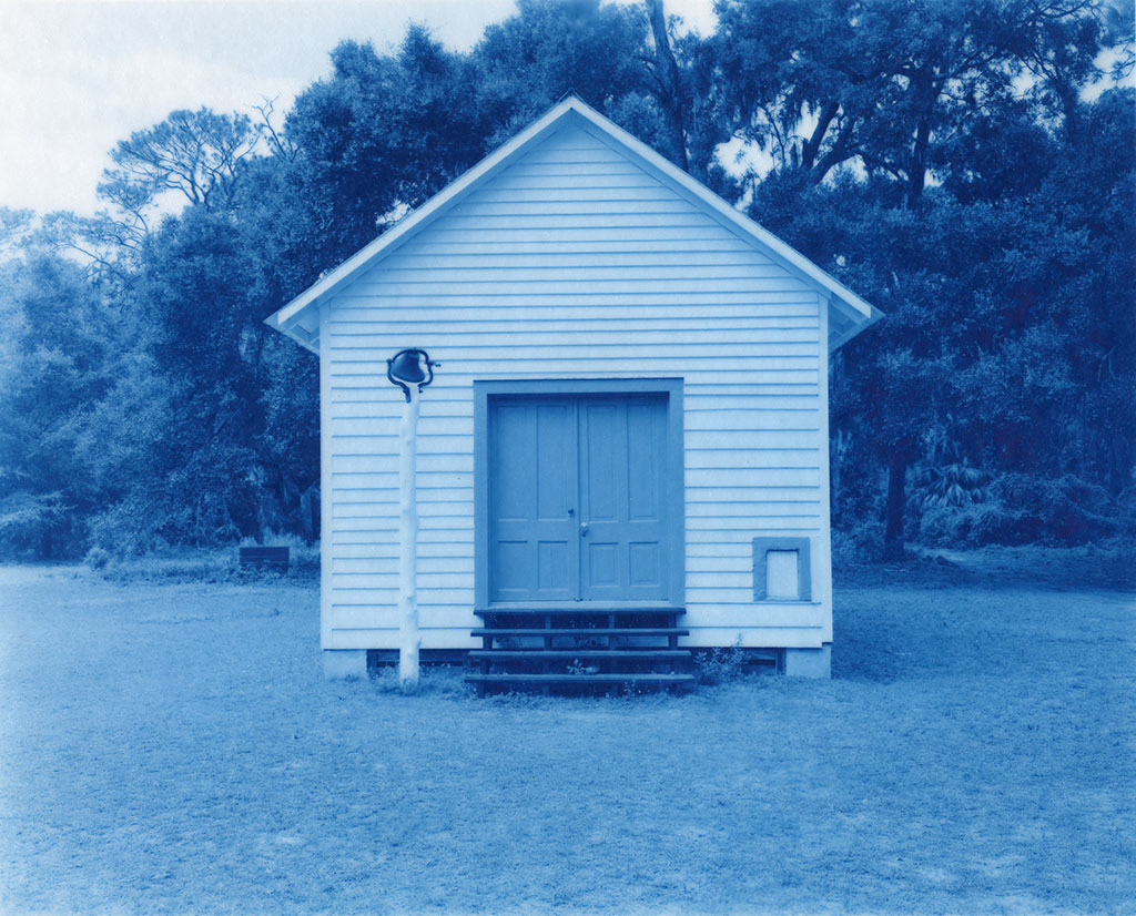 Emily J. Gómez, The First African Baptist Church (Exterior), 2019, New Cyanotype on Wyndstone Vellum, 14x16"