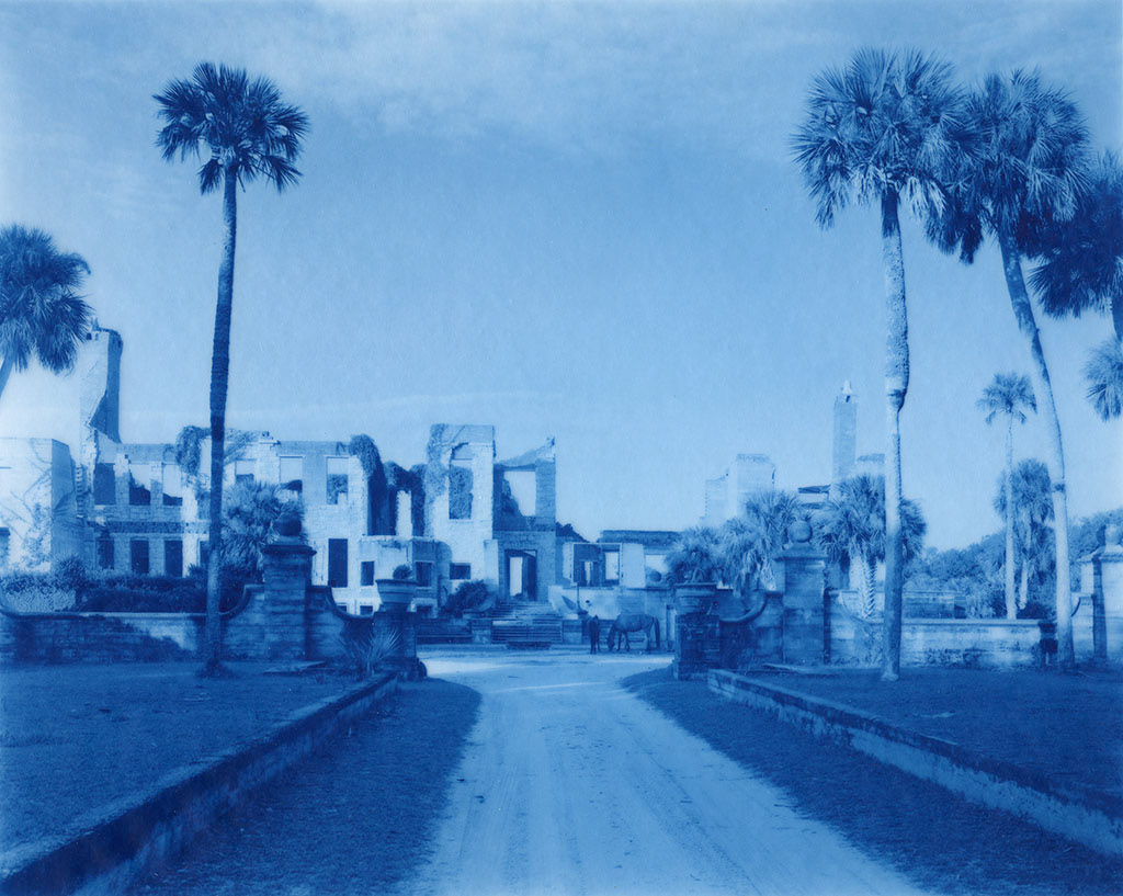 Emily J. Gómez, Dungeness Ruins, 2019, New Cyanotype on Wyndstone Vellum, 14x16"