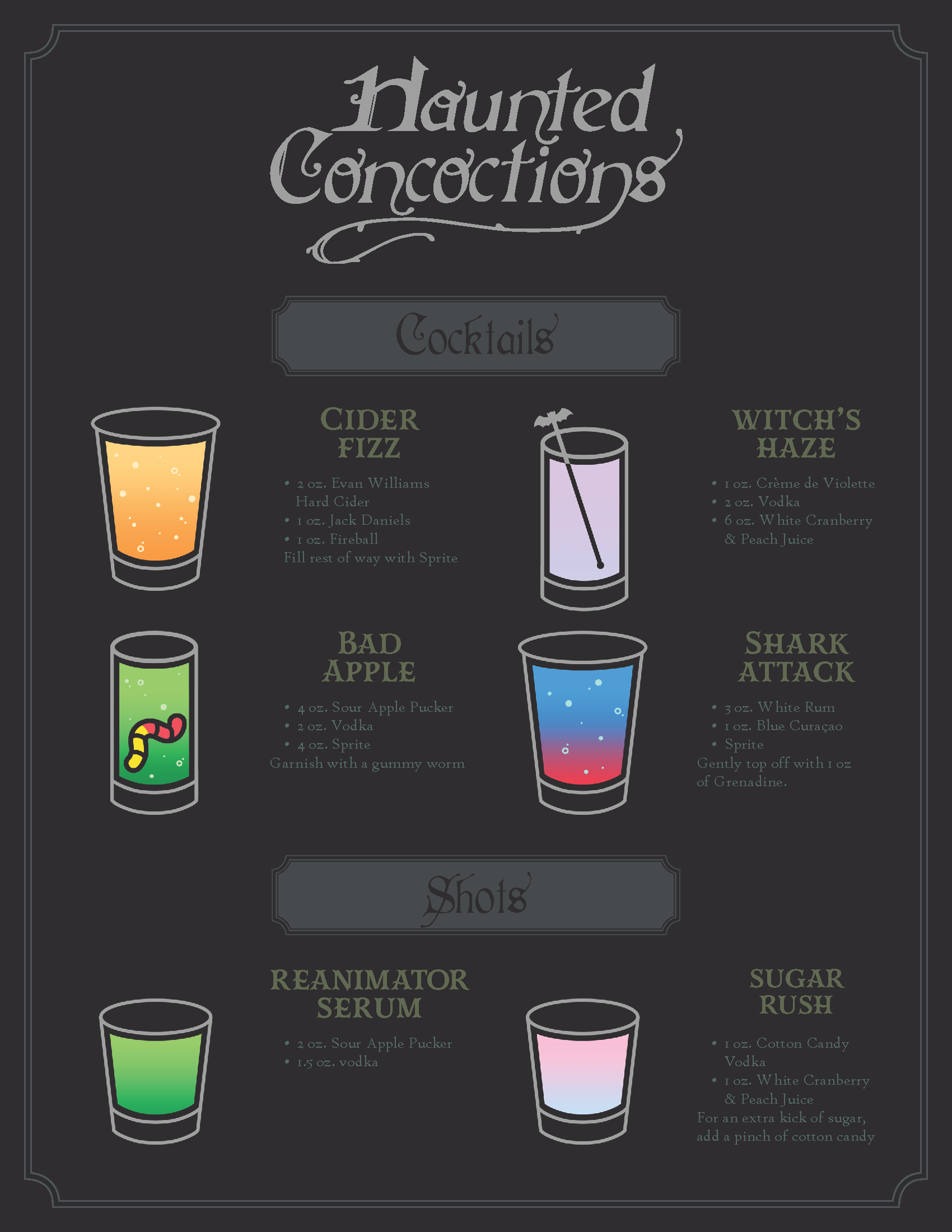 Halloween Party Cocktail Menu - October 2023