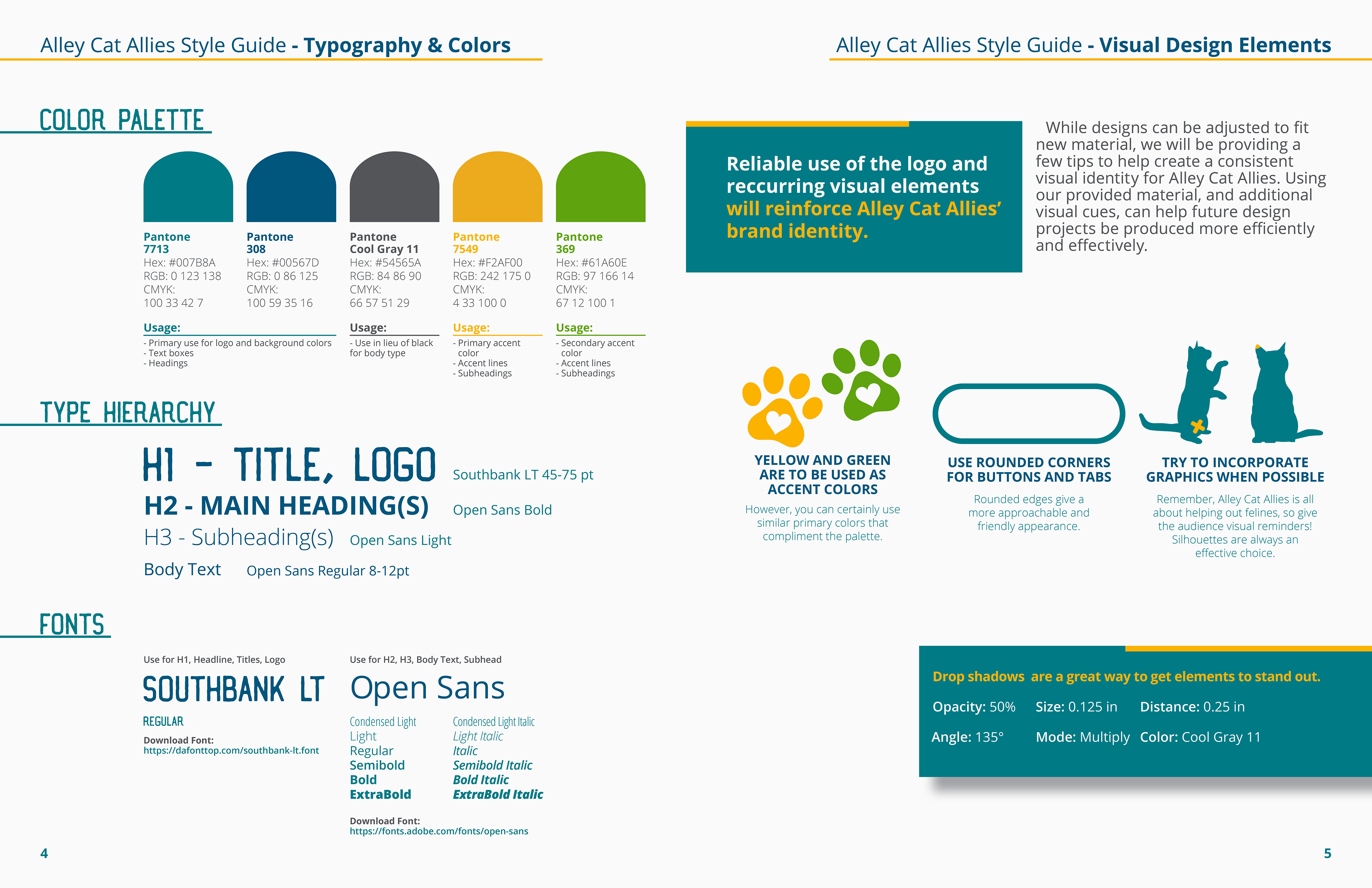 Charity Rebranding Assignment - Alley Cat Allies Brand Identity and Style Guide: Visual Design Elements - Written and Designed - September-November 2022