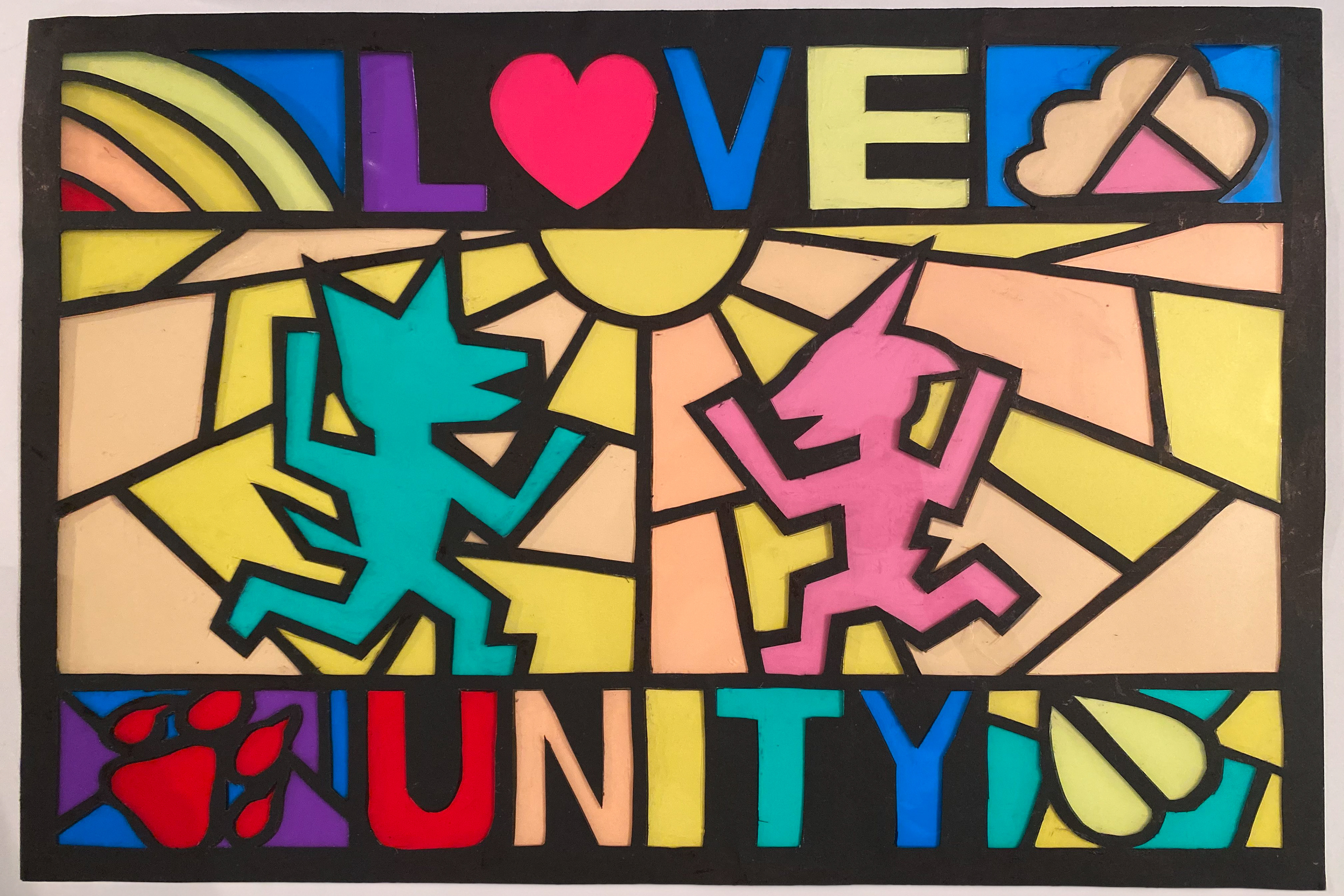 "Stained Glass" - Cut Paper and Plastic Sheets - December 2020