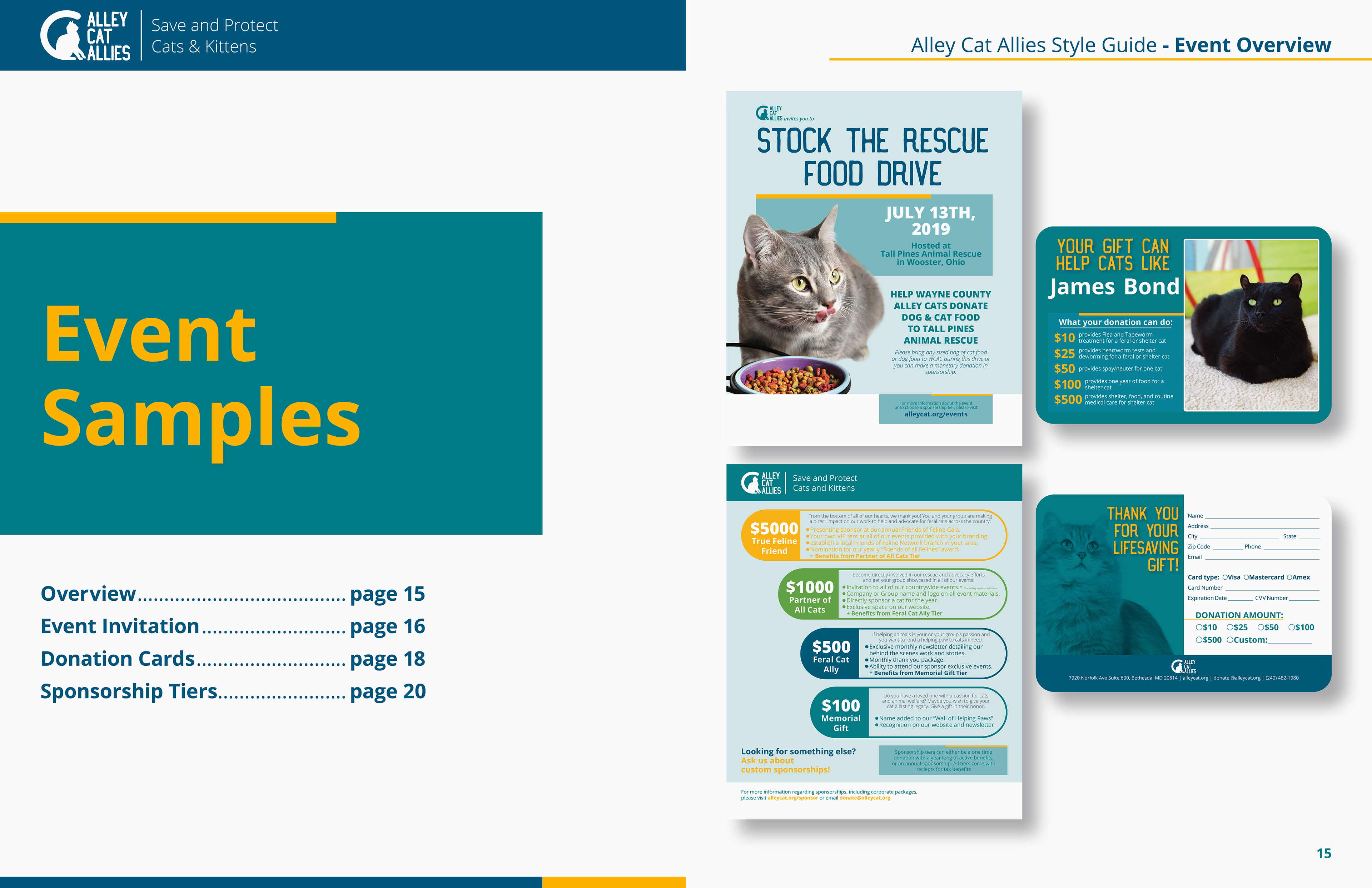 Charity Rebranding Assignment - Alley Cat Allies Brand Identity and Style Guide: Event Design Samples - Written and Designed - September-November 2022