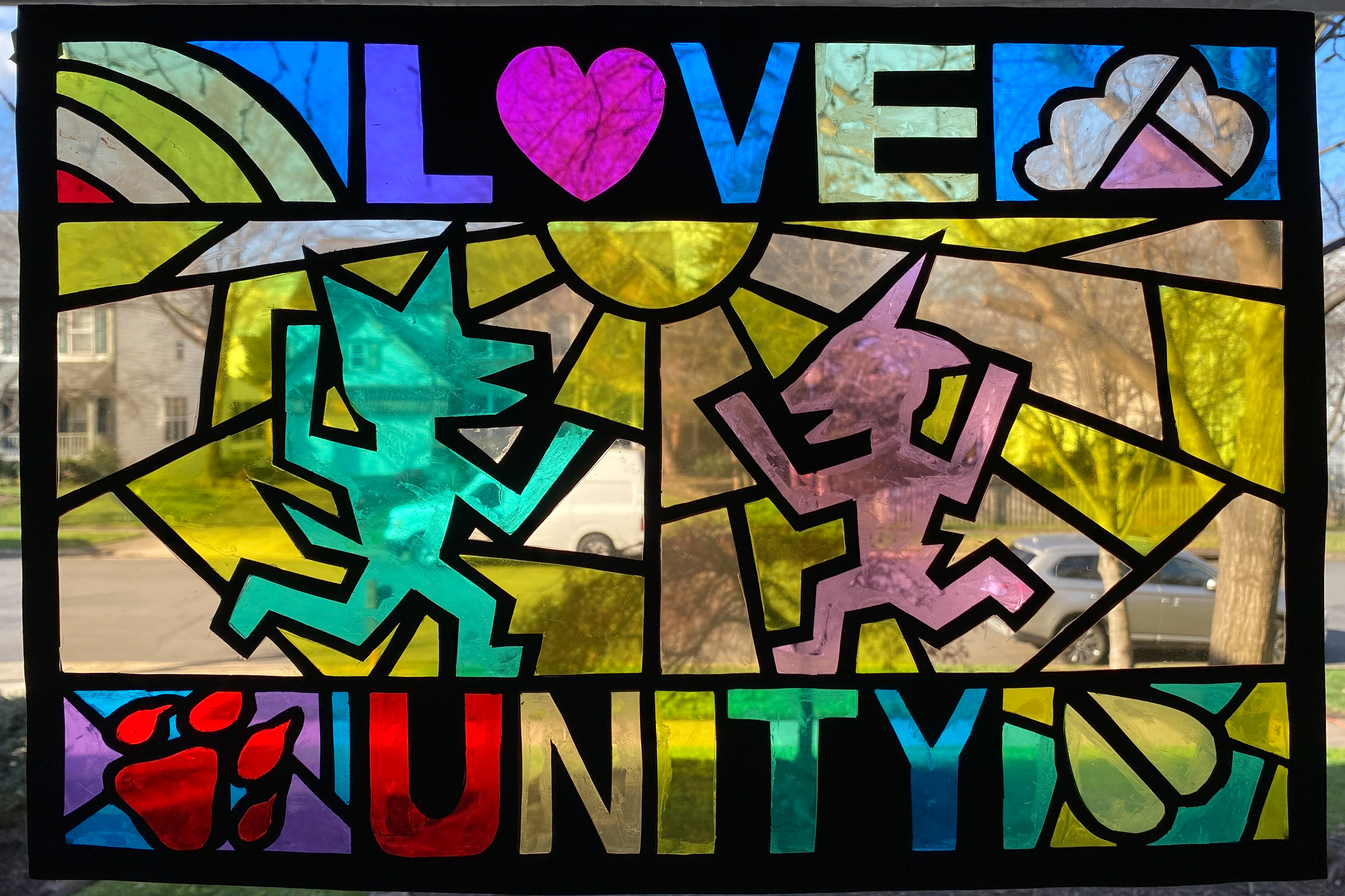 "Stained Glass" - Cut Paper and Plastic Sheets - December 2020