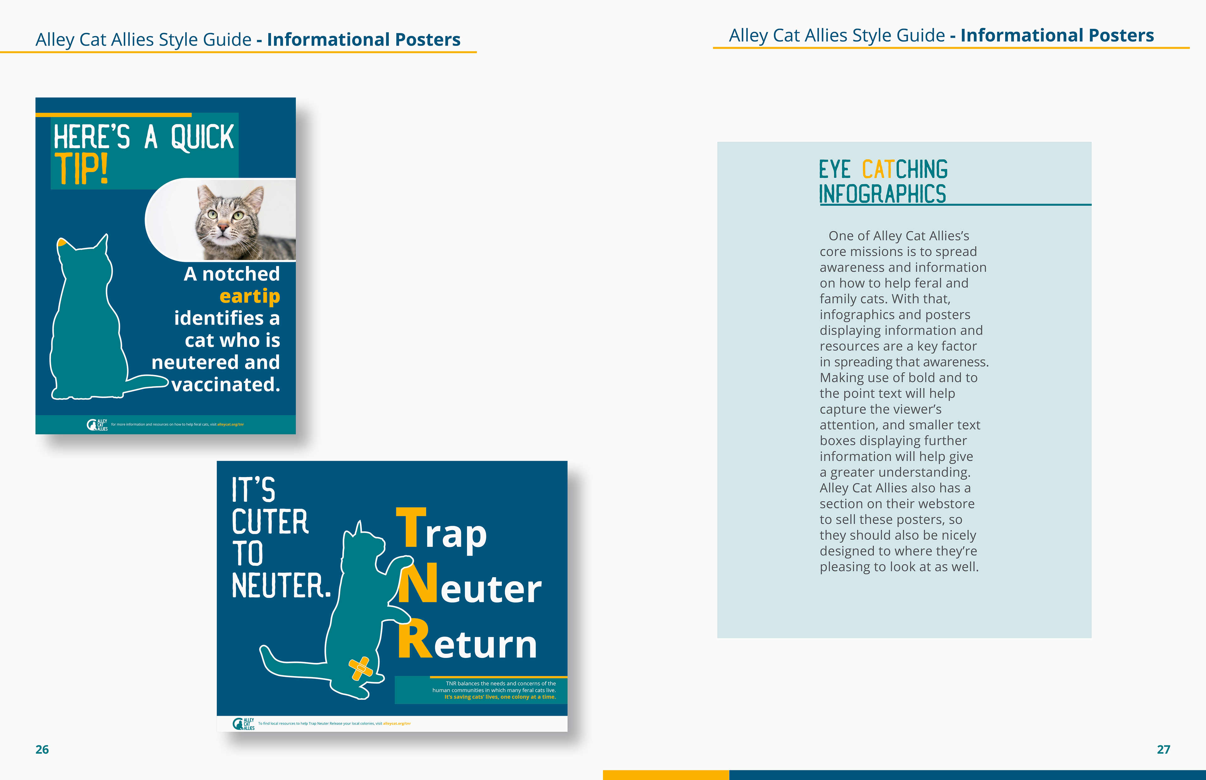 Charity Rebranding Assignment - Alley Cat Allies Brand Identity and Style Guide: Informational Posters - Written and Designed - September-November 2022