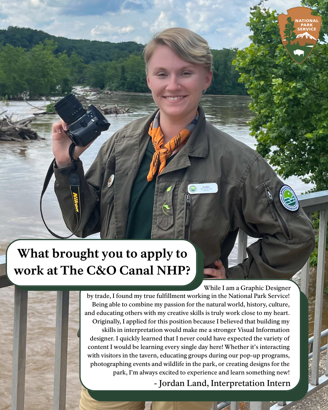 Park Intern Profile - Social Media Graphic for Chesapeake & Ohio Canal NHP - June 2025