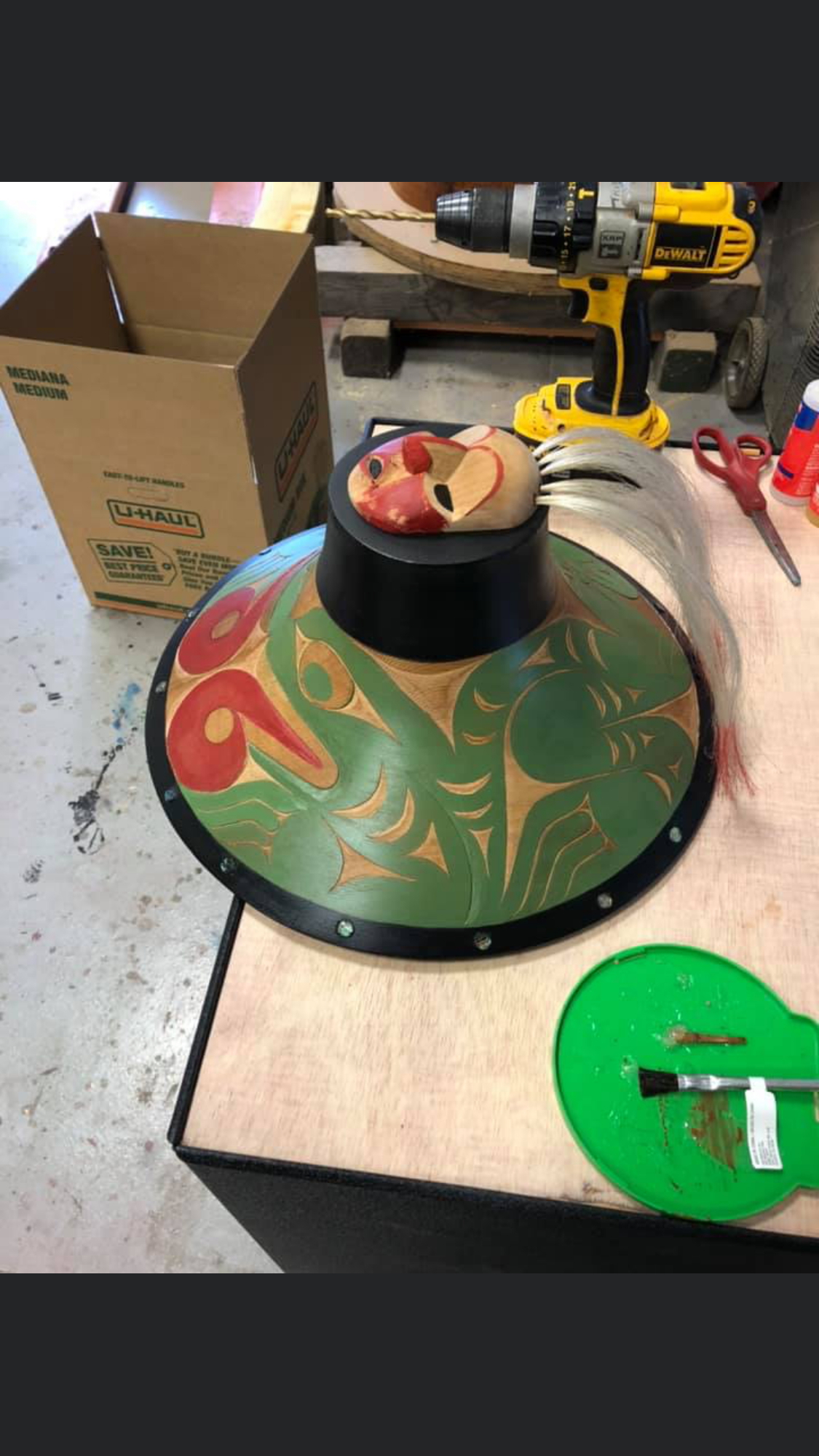 Frog hat, with red paint salish face