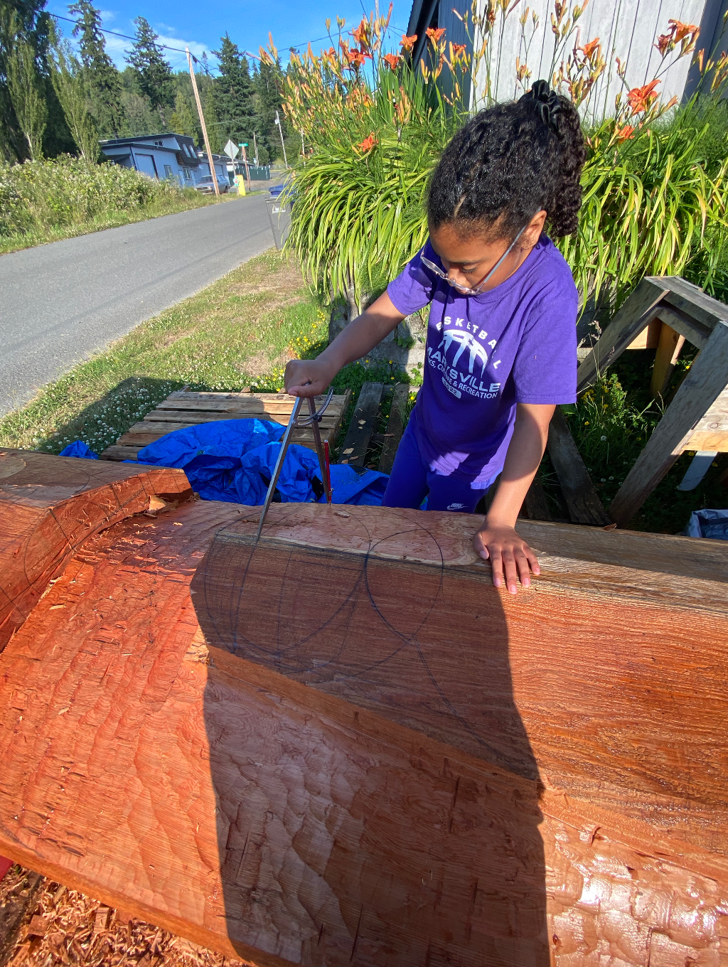Daughter helping