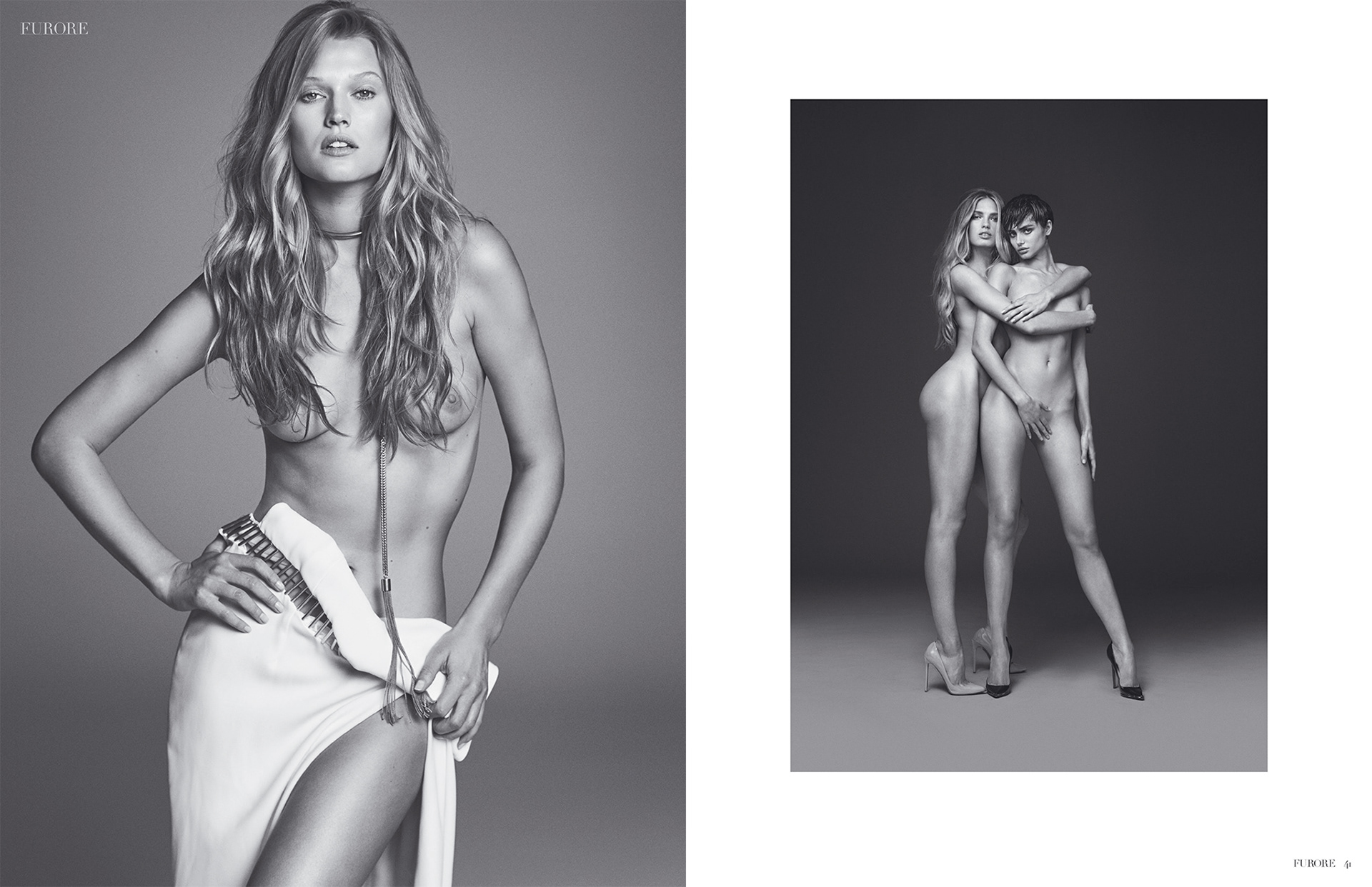 FURORE Magazine editorial spread — black and white nude photography by Russell James