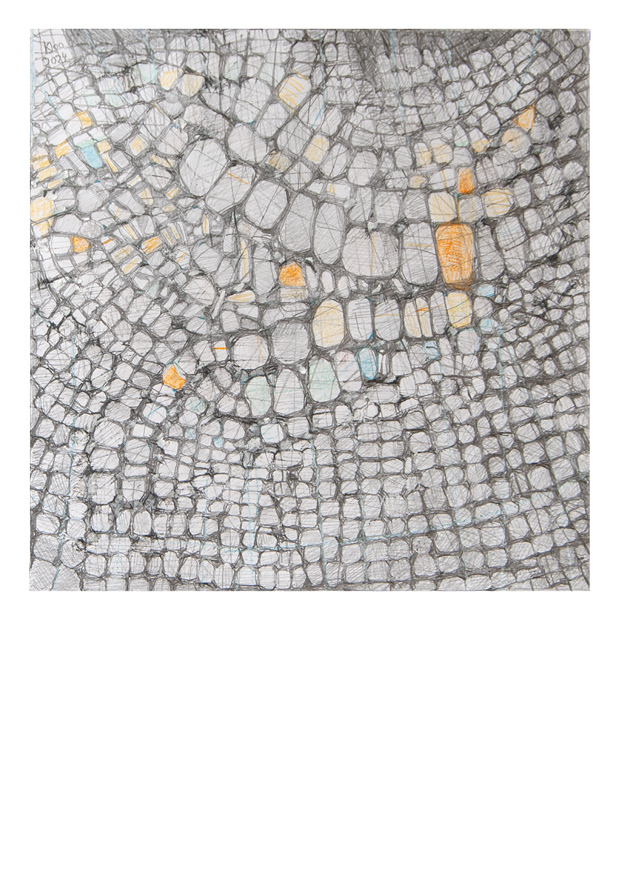 Pflastersteine, I/2024, Mischtechnik, 30 cm x 30 cm