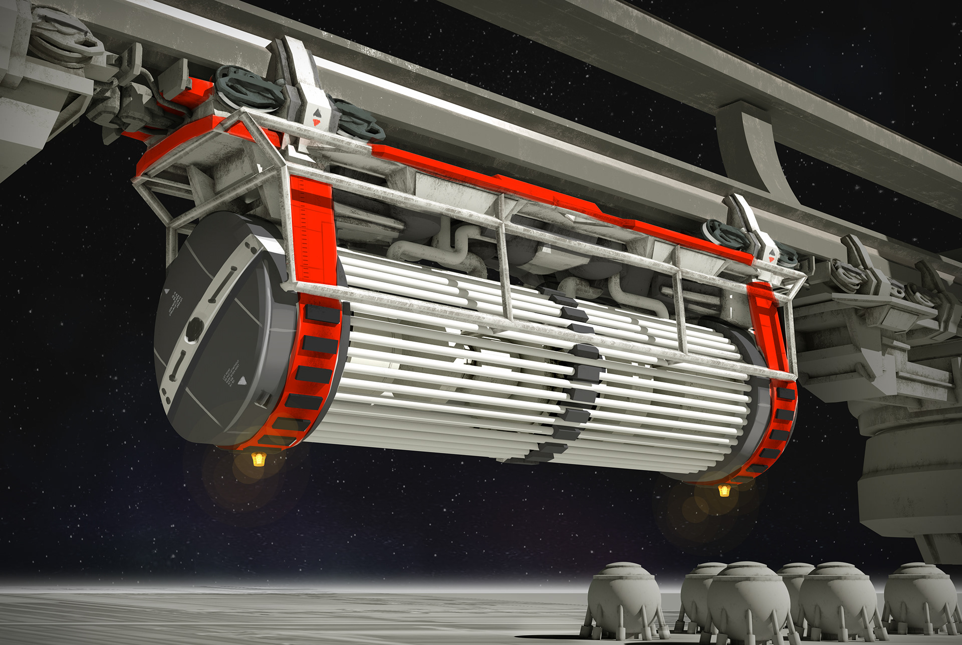   Cannister transports are available for transporting hazardous materials, shielded gluon arrays, and semilinear fuel rods (pictured below). 