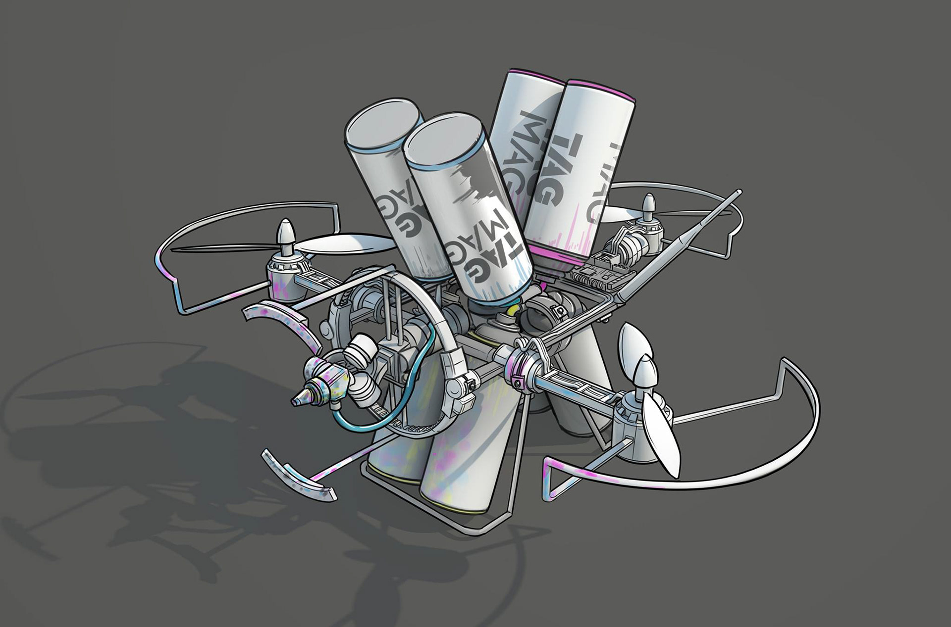 A final repaint of the Hummingbird graffiti drone.