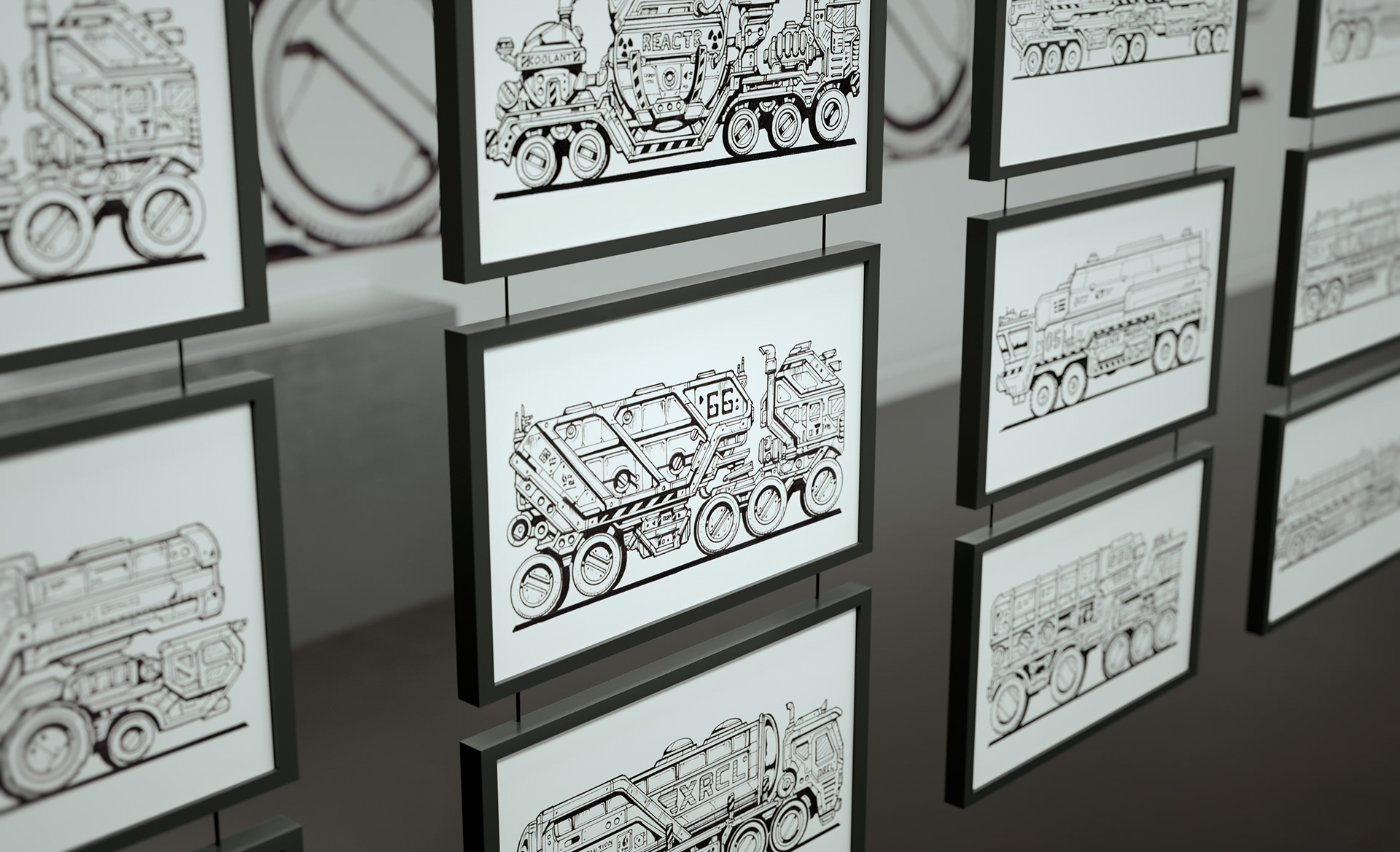 Some trucks up close.