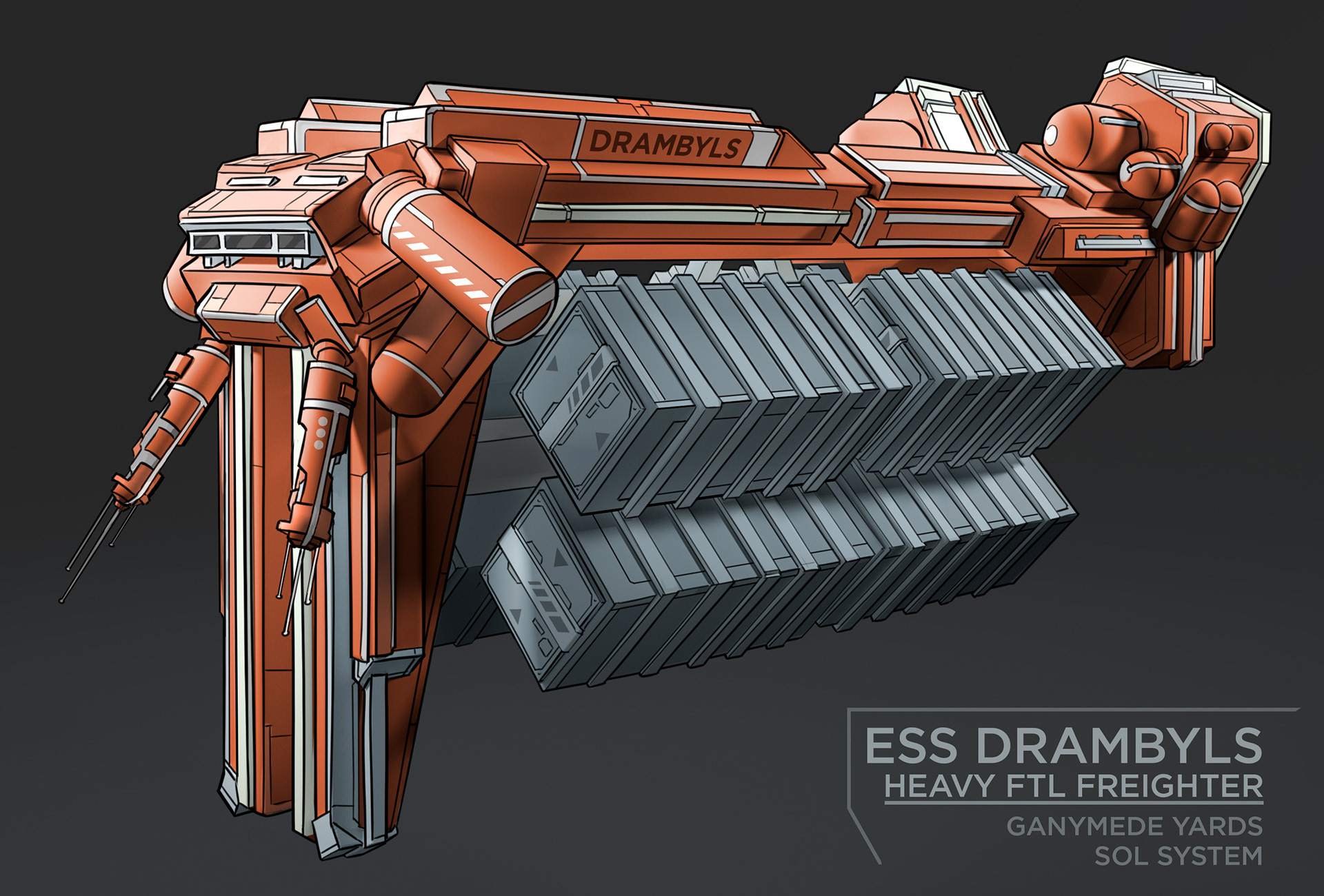   New ship concepts will eventually become the next generation of heavy freighters. This model was sculpted in Medium before being loaded into rendering and design software and will roll out into service next year. 