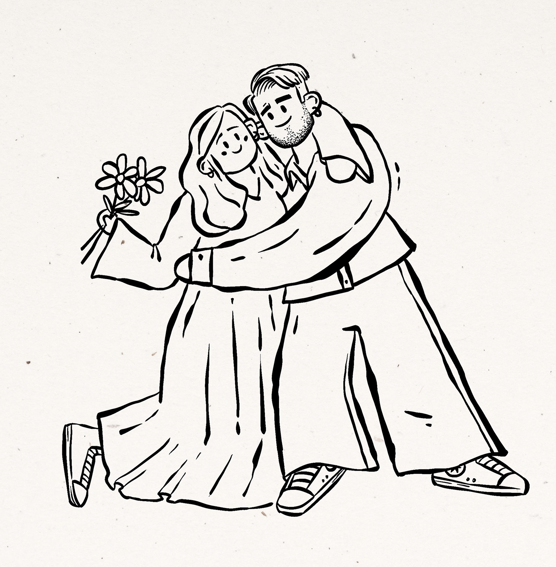 Doodle-style couple illustrations for weddings