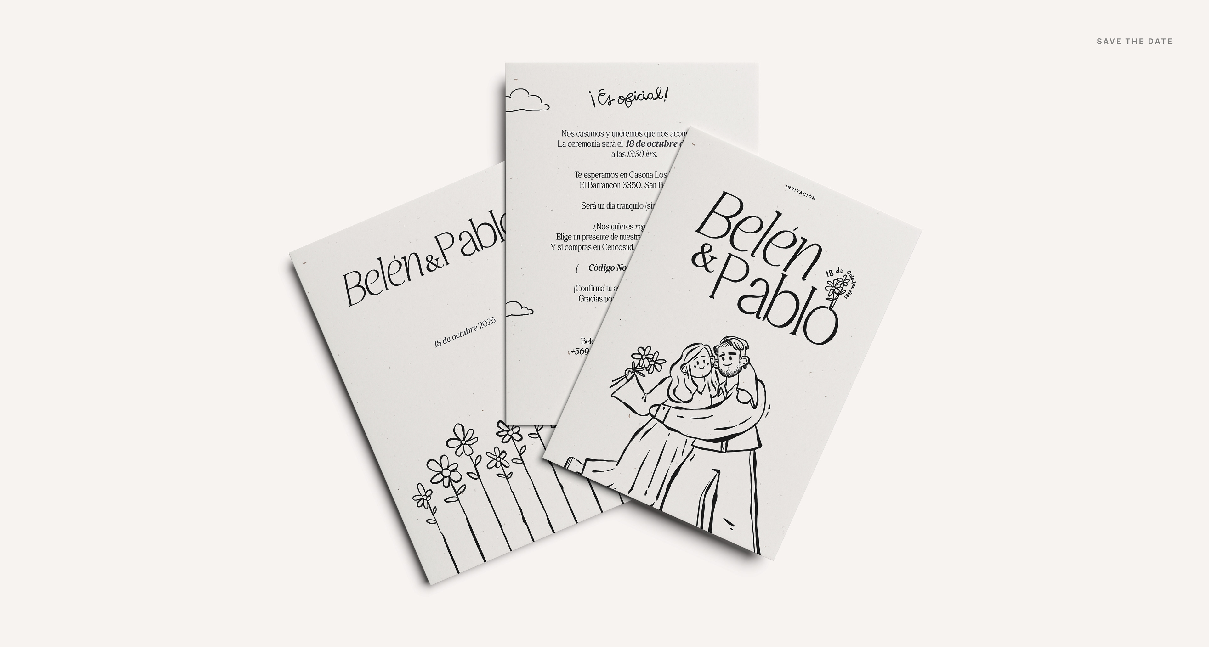 SAVE THE DATE Printable Wedding Invitation doodle style, hand-drawn illustration
