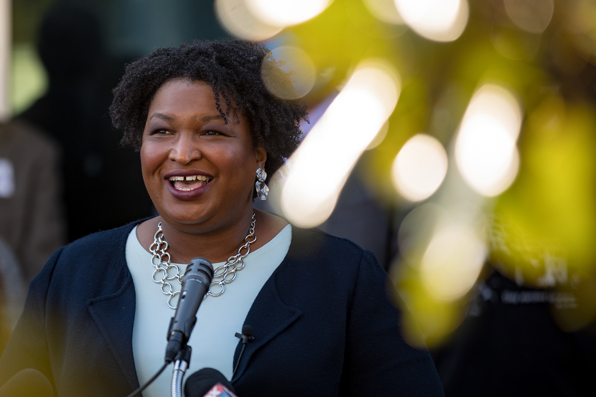 Democratic candidate for governor Stacey Abrams addresses supporters in Atlanta.