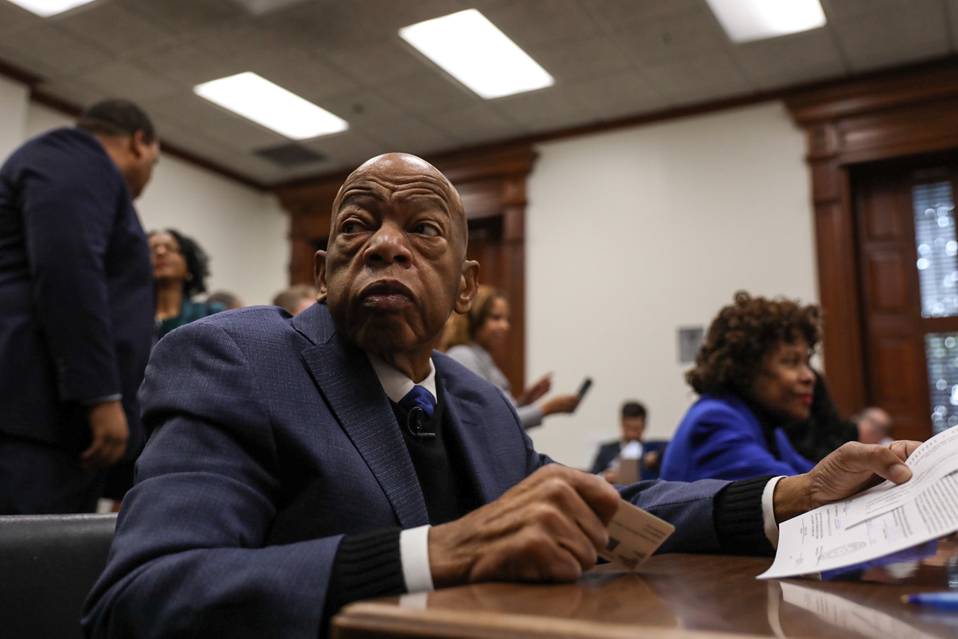 U.S. Rep. John Lewis, recently diagnosed withU.S. Rep. John Lewis, recently diagnosed with pancreatic cancer, files his qualifying paperwork for his reelection campaign at the Capitol on March 1. pancreatic cancer, files his qualifying paperwork for his reelection campaign at the Capitol on March 1.