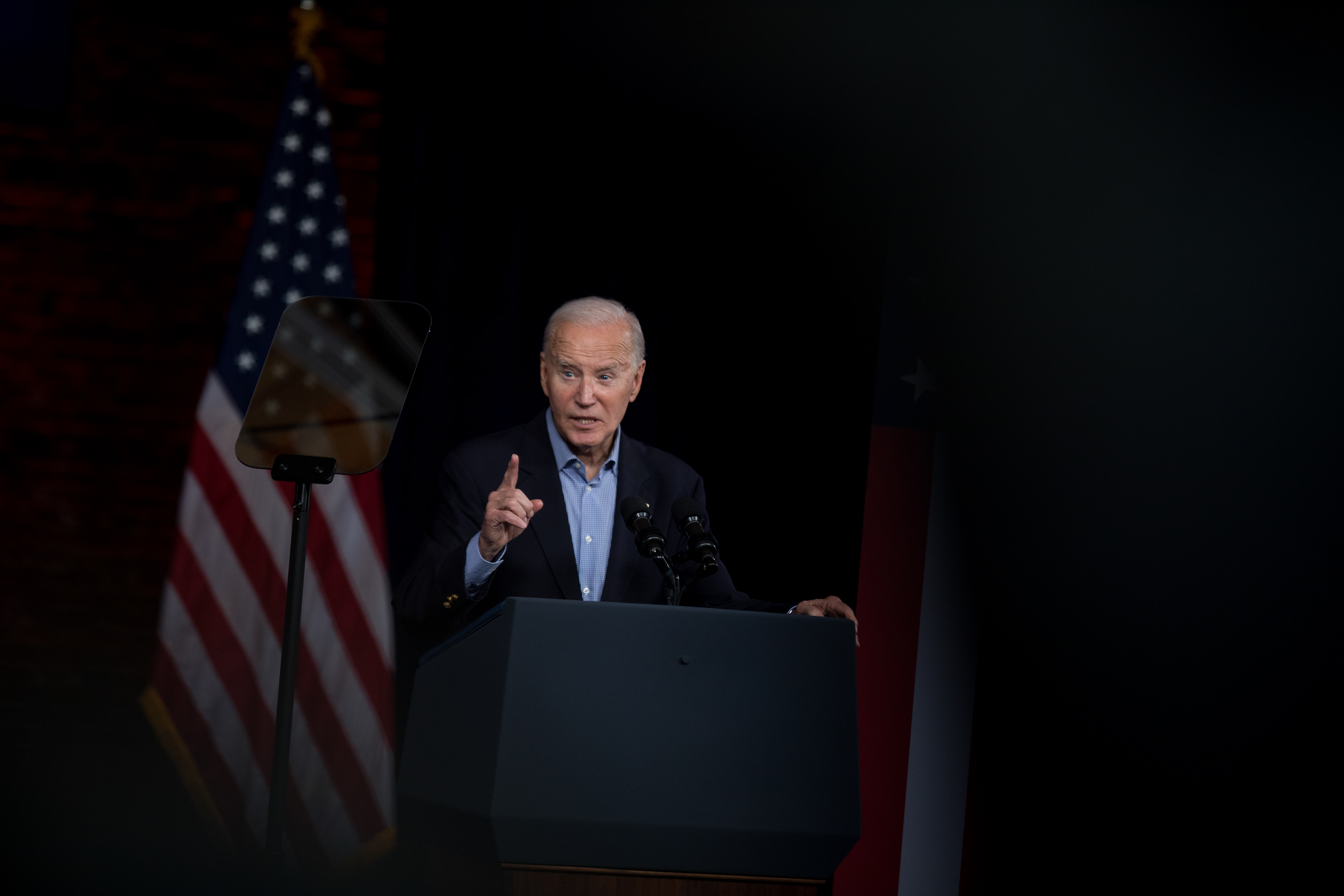 Then Democratic-presidential elect Joe Biden speaks at a rally in Atlanta.