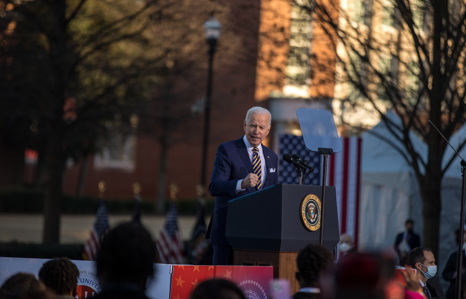 Preisdent Joe Biden and Vice President Kamala Harris visit Atlanta to up the pressure on the U.S. Senate to pass federal voting protections.