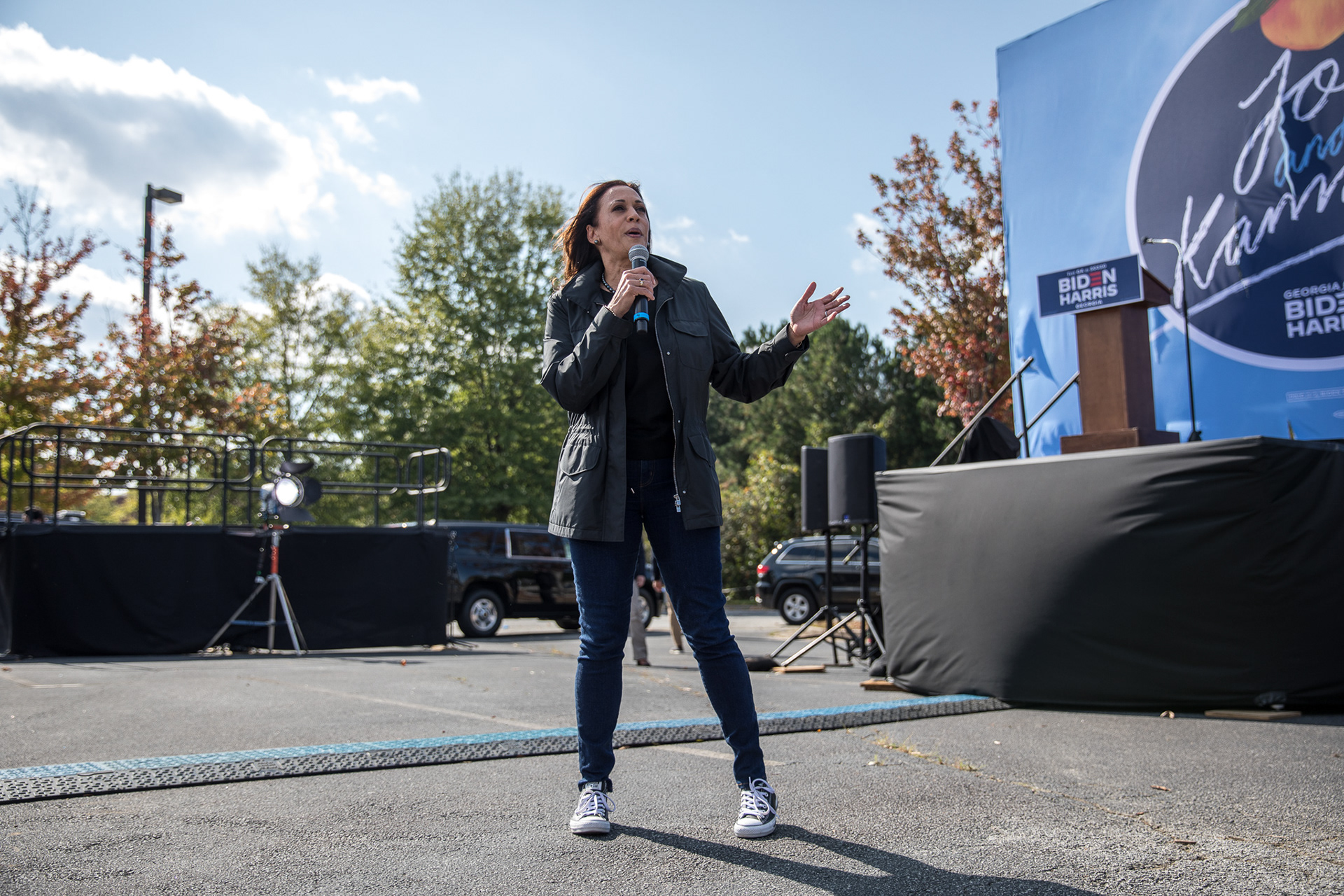 Democratic vice presidential nominee Kamala Harris rallies supporters in Gwinnett County on Nov. 1, two days before the election.