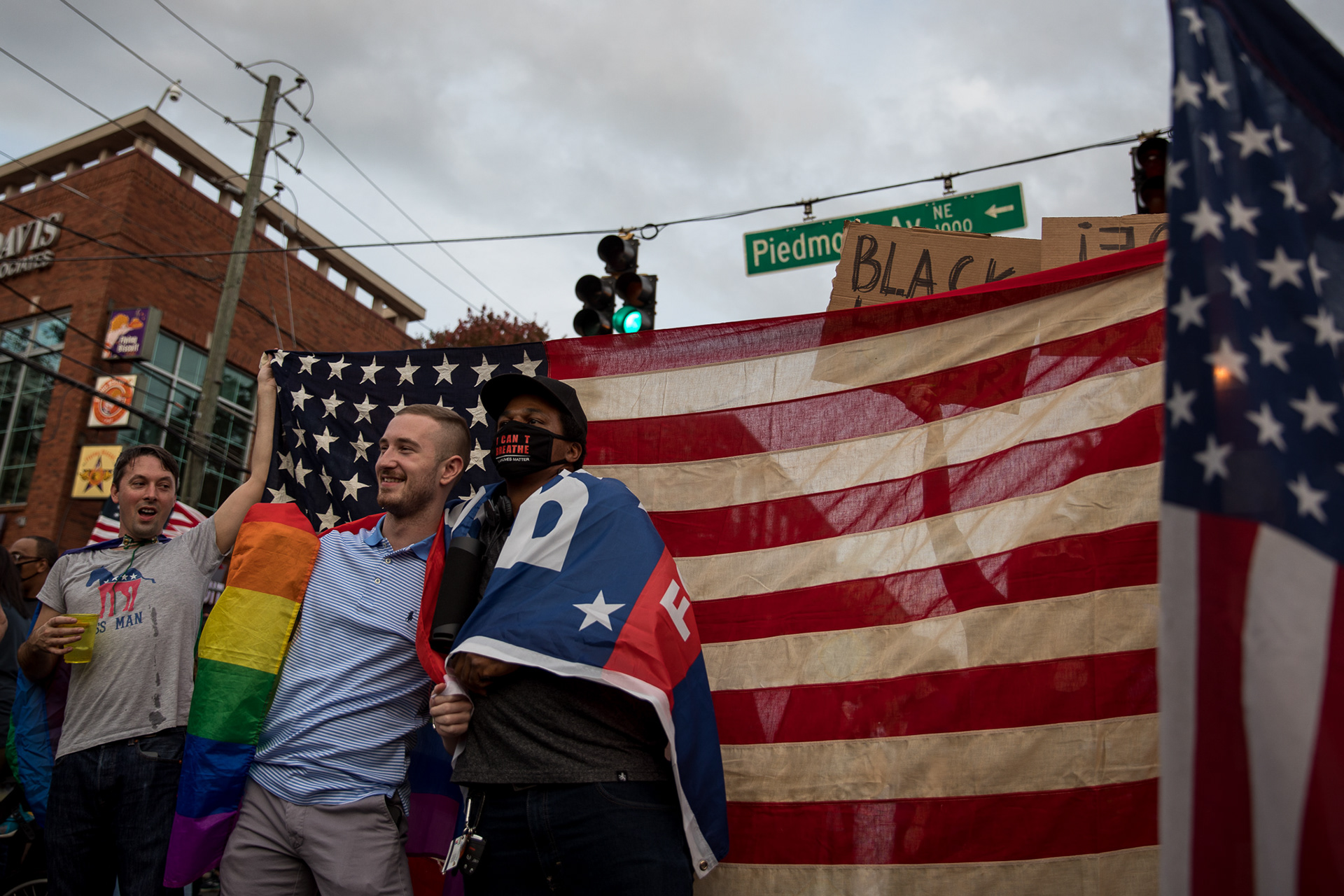 Hundreds of Georgians took to the streets of Atlanta to celebrate after Joe Biden and Kamala Harris were declared the next president and vice president on Nov. 7.