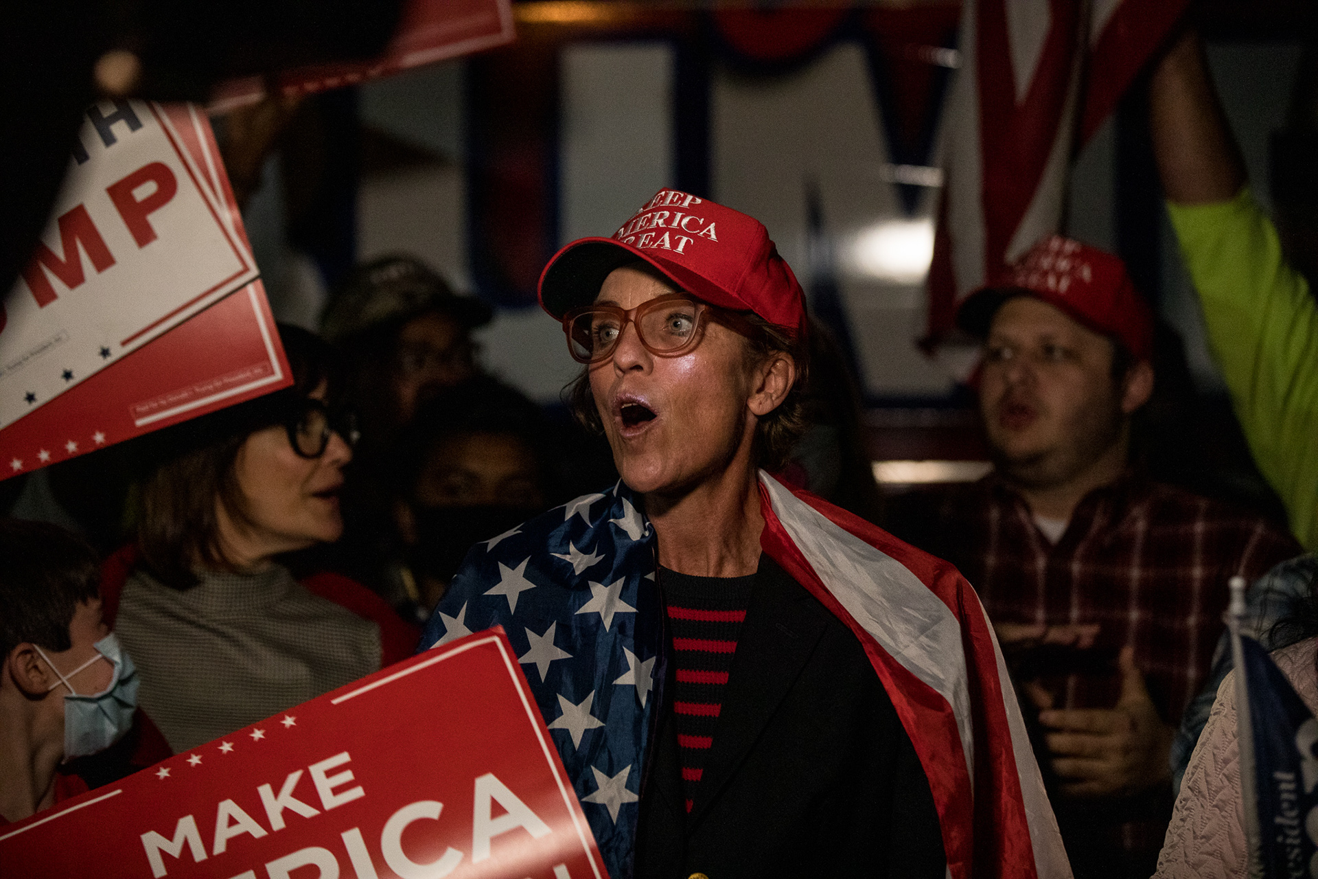 Supporters of President Donald Trump rally in Atlanta on Nov. 5 as the president's lead in the state falters.