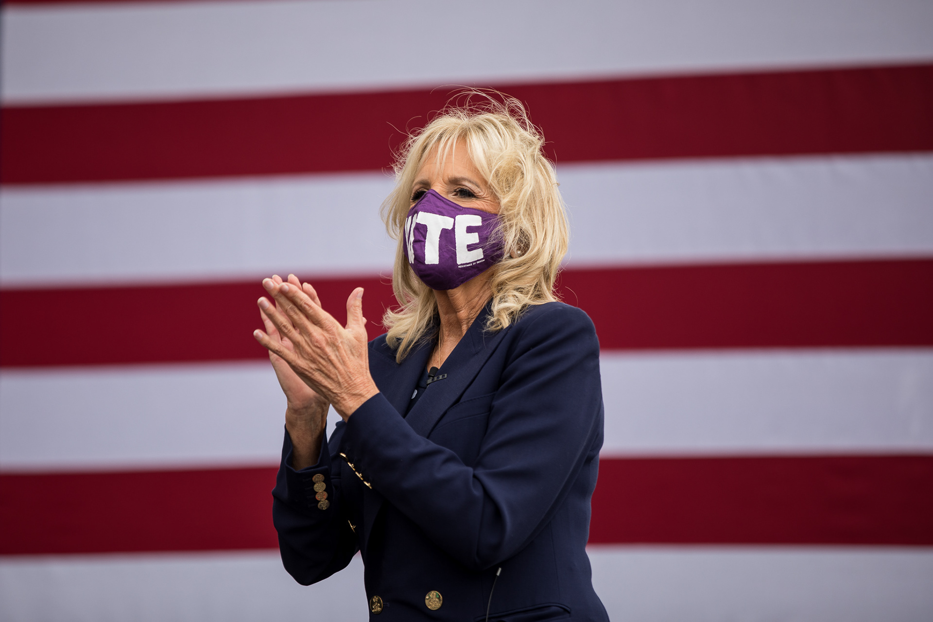 Dr. Jill Biden makes her first in-person appearance in Georgia to rally voters on the first day of early voting on Oct. 12.
