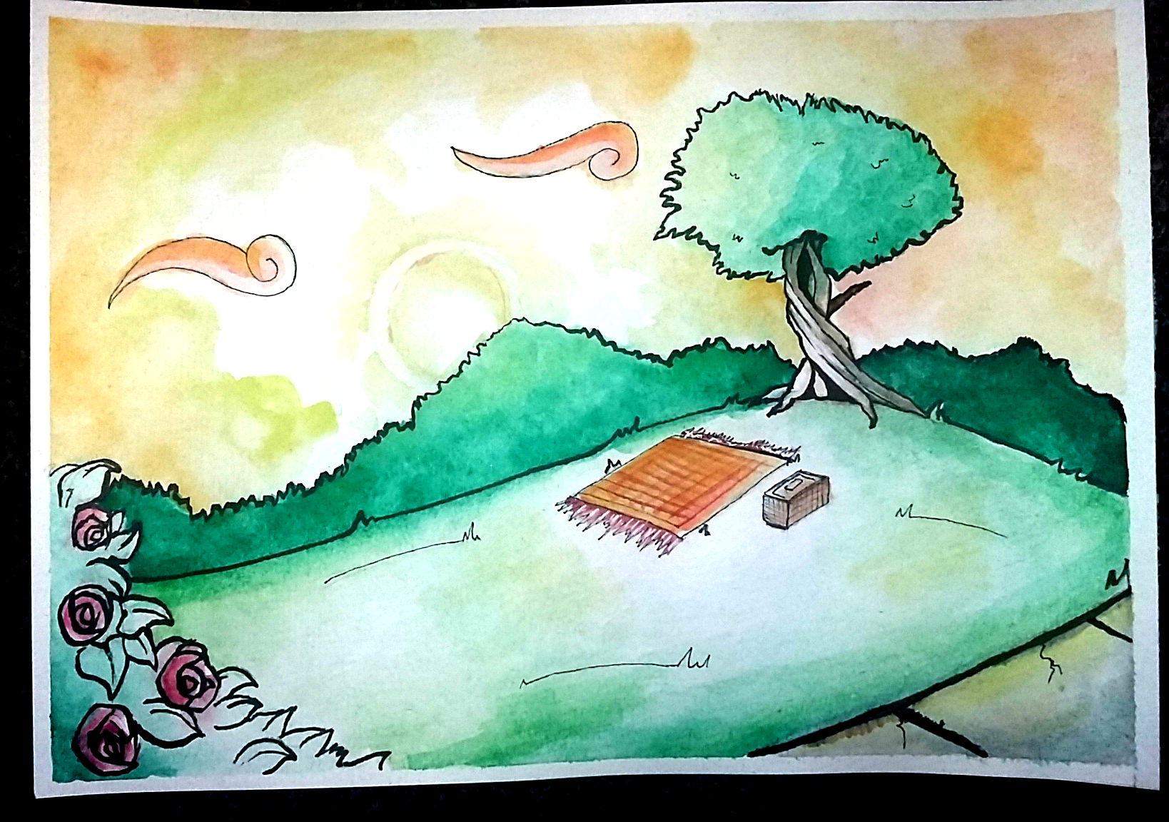 Watercolour and ink painting