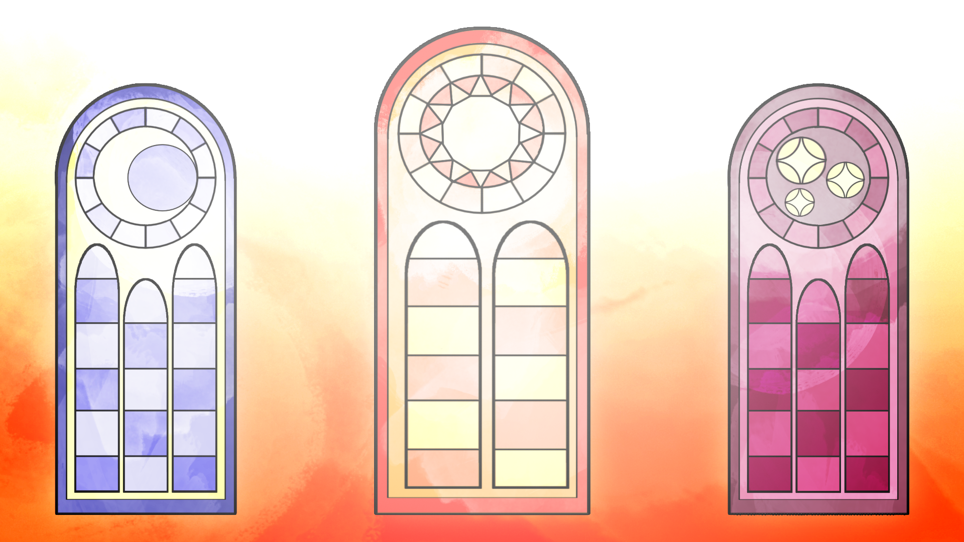 Intro Cutscene- Church windows representing the wedding memory