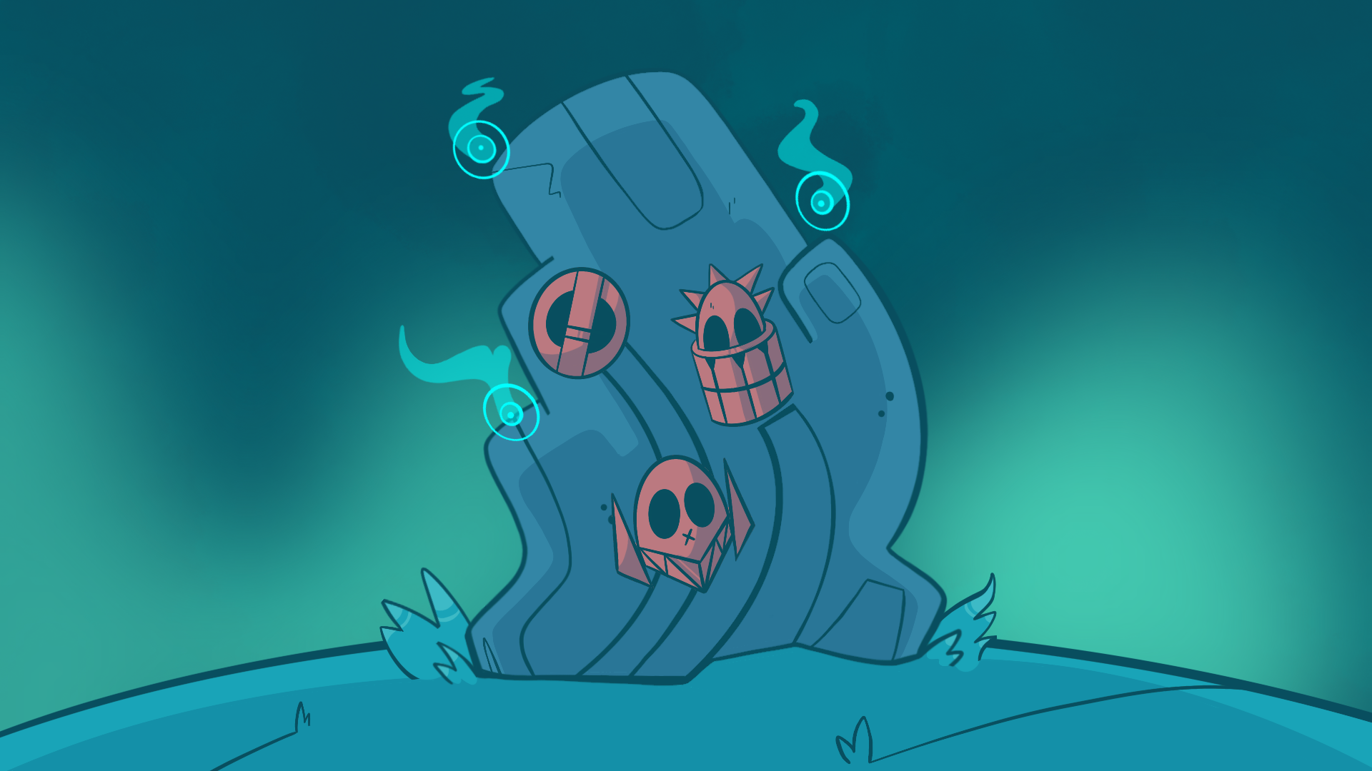 Masks surrounded by the spirits of their wearers