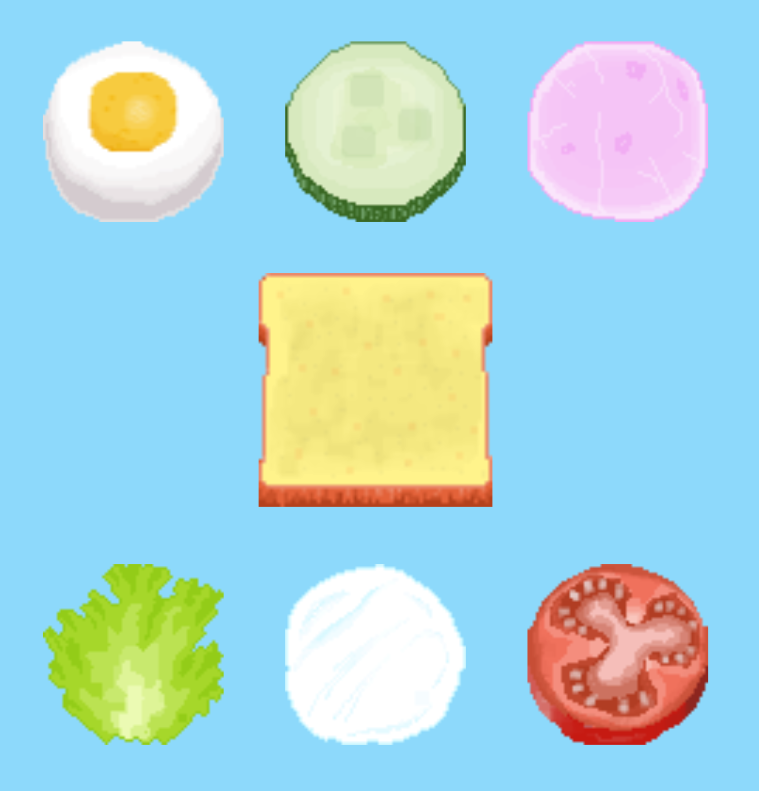 Assets for a sandwich making mini-game
