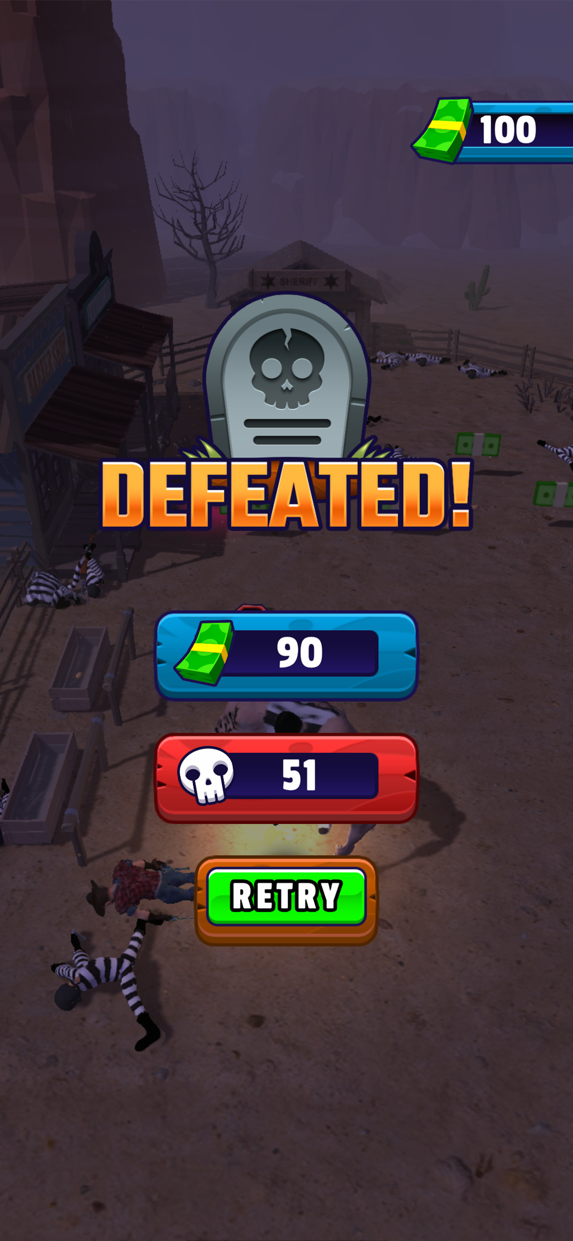 Result Screen (Defeated)