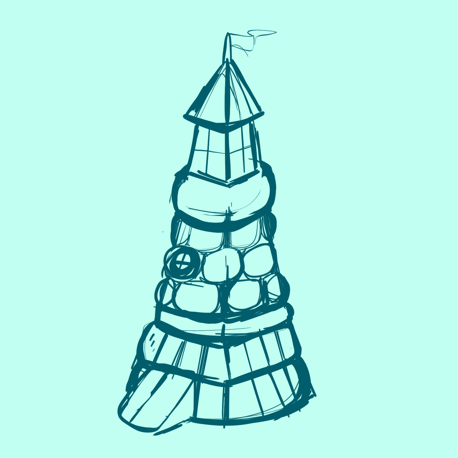 Dawn's hut was originally going to tower, I felt it was too fancy compared to the rest of nature-based environments