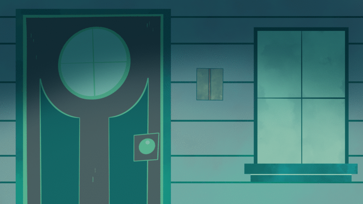 Main menu mock-up: The front door of the haunted house