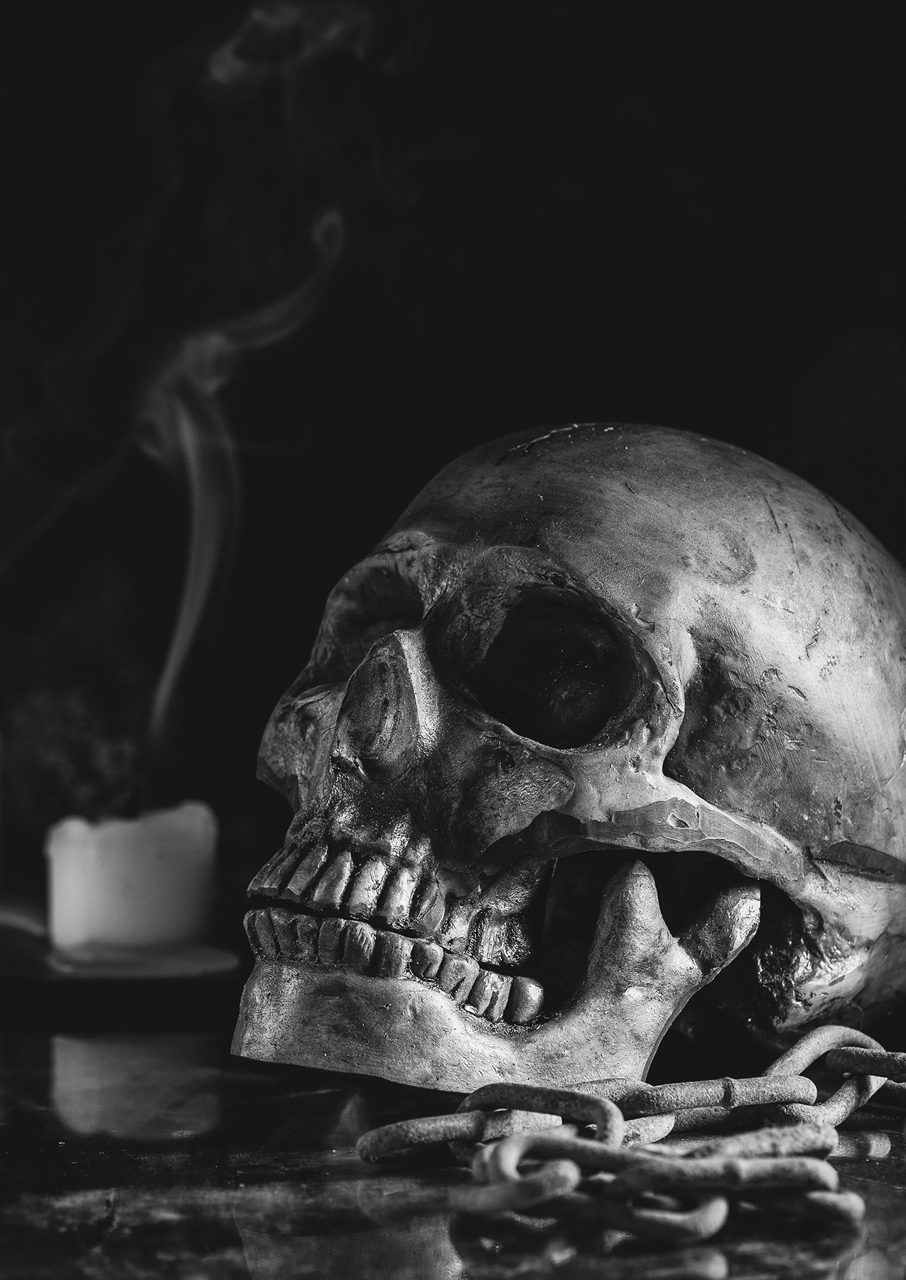 Halloween skull on dark background