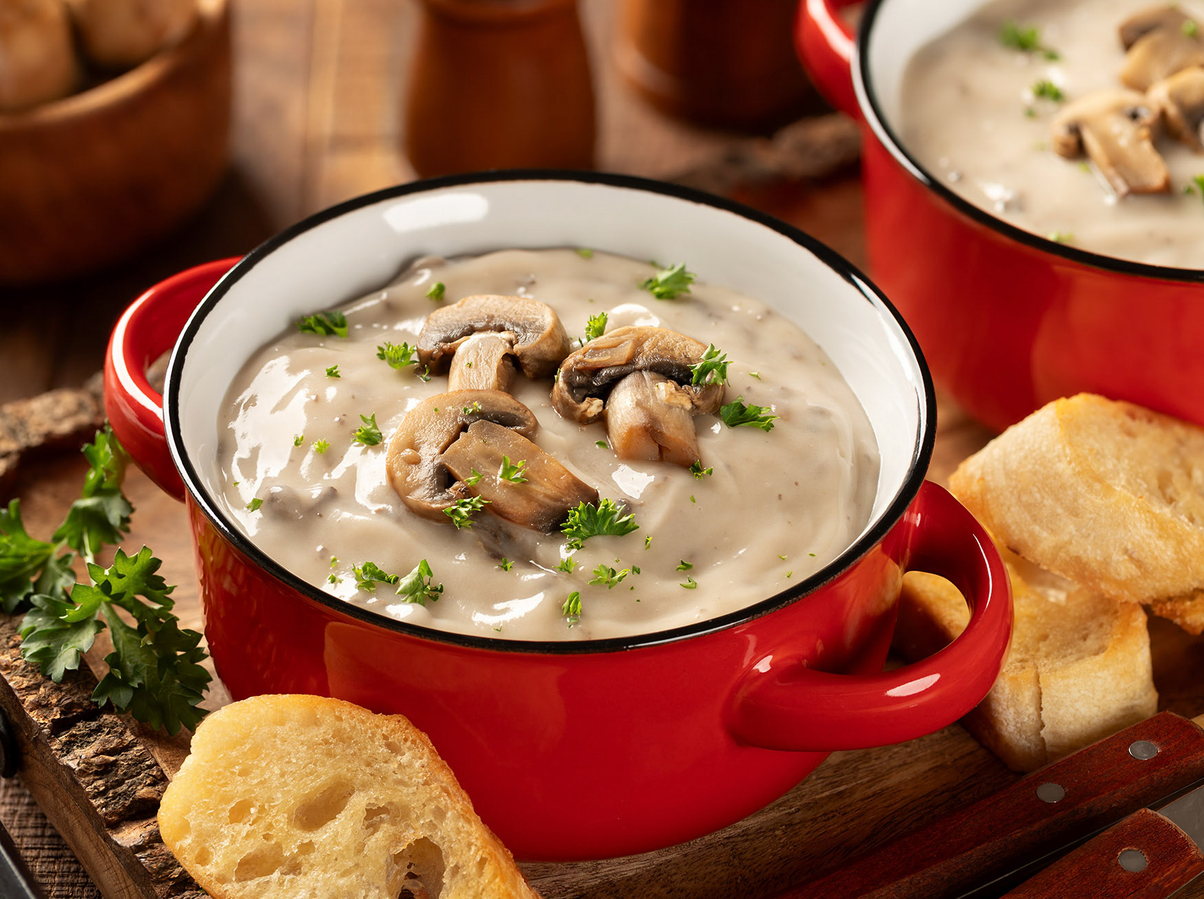 Creamy mushroom soup with parsley