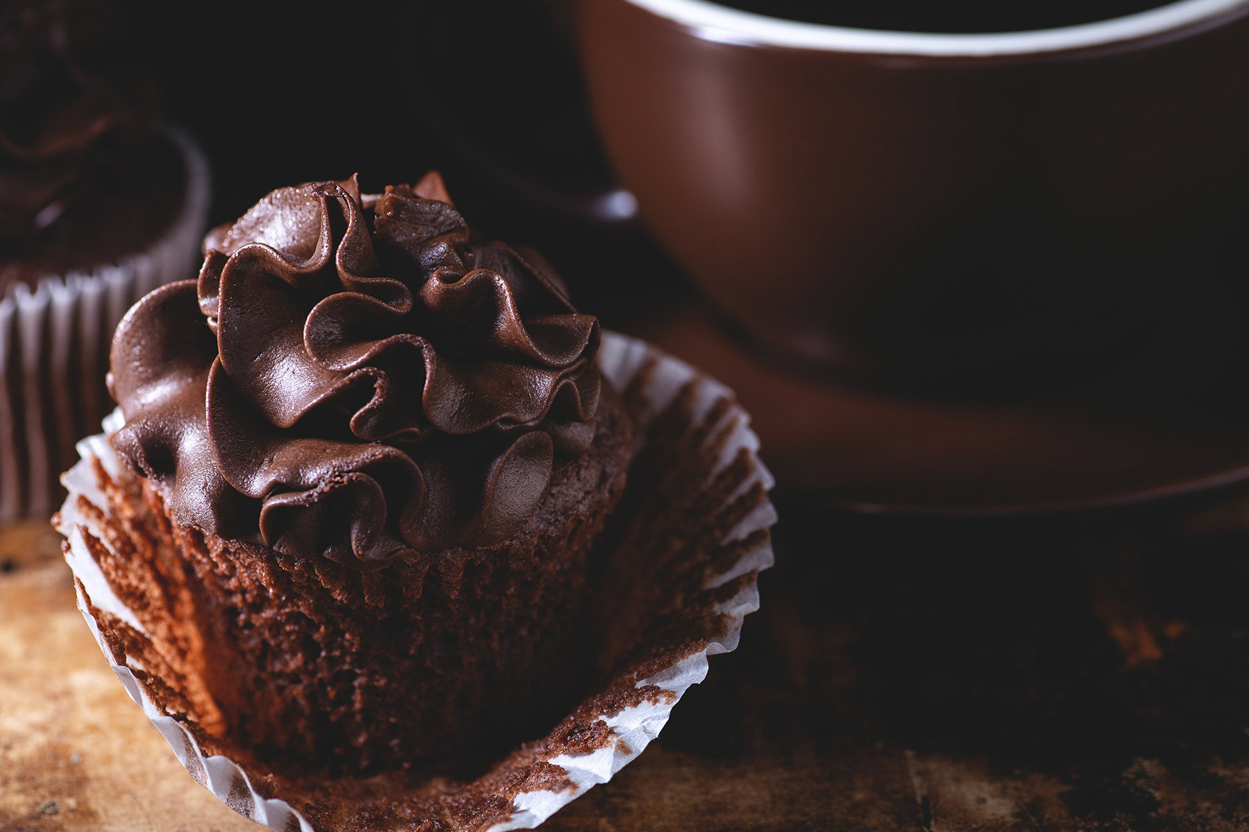 Chocolate cupcake with chocolate icing