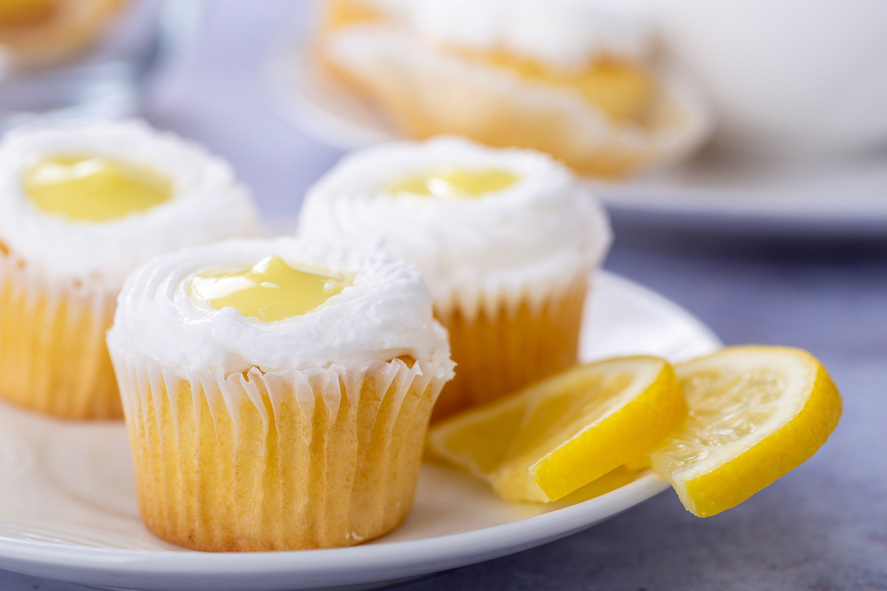 Lemon cupcakes with white icing