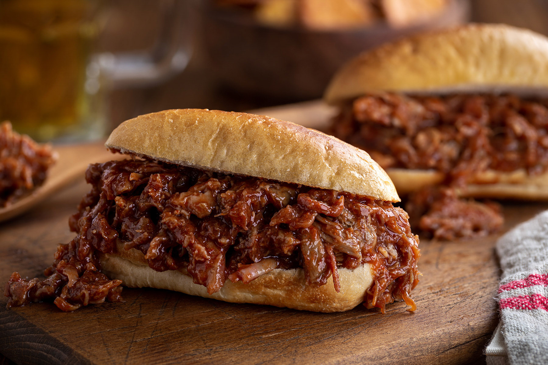 Barbecue pulled pork sandwich on a bun