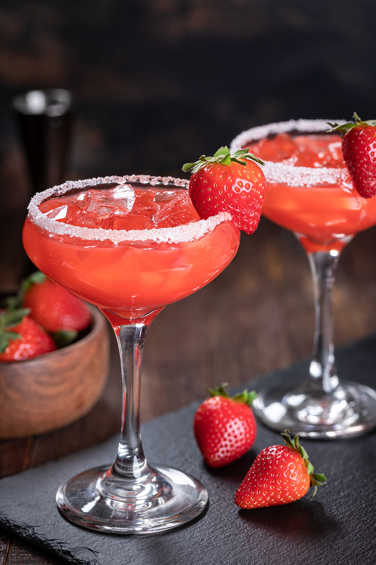 Strawberry margarita with fresh strawberries