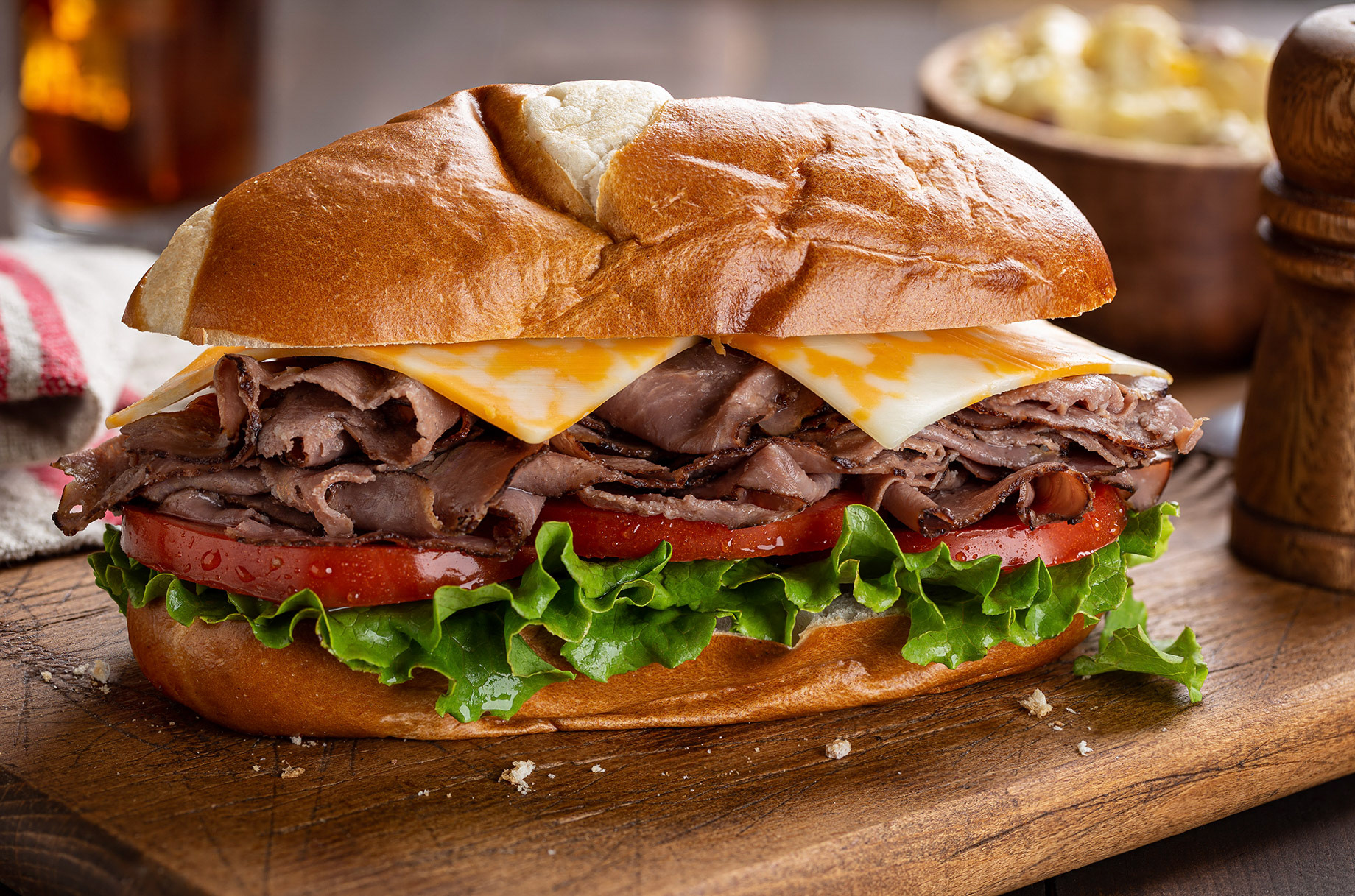 Roast beef submarine sandwich