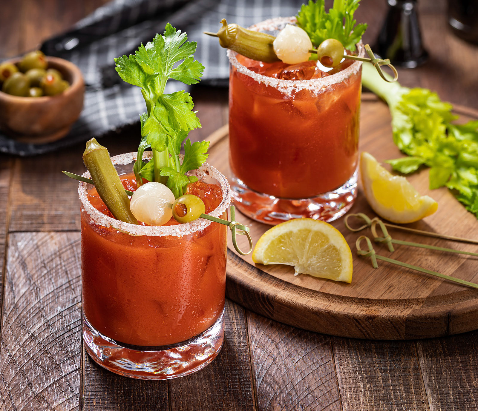 Bloody mary with garnishes