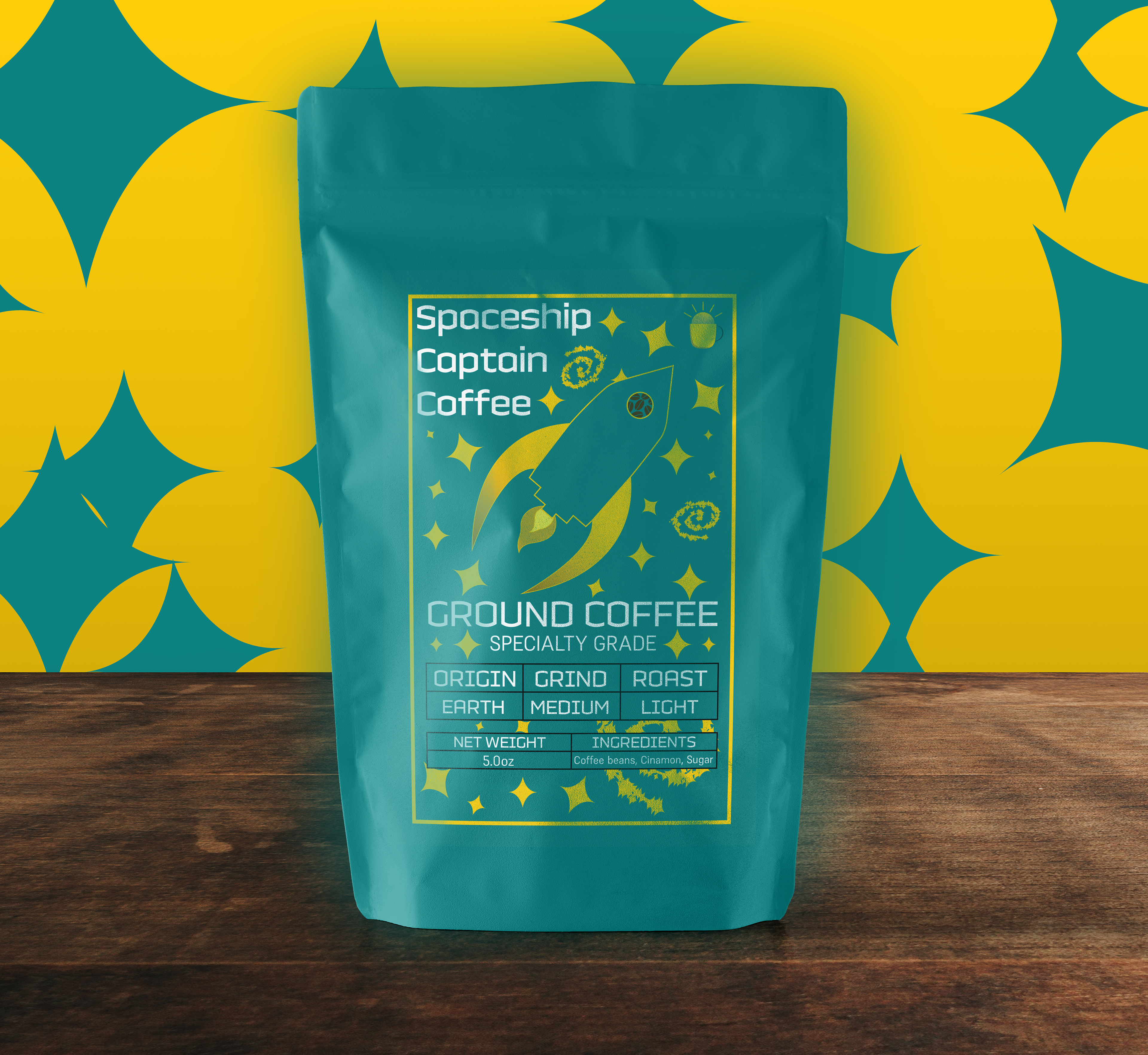 Spaceship Captain Coffee Label