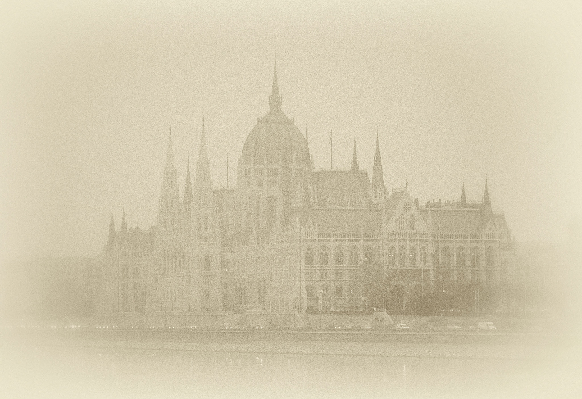 The Hungarian Parliament Budapest Viewed in Fog