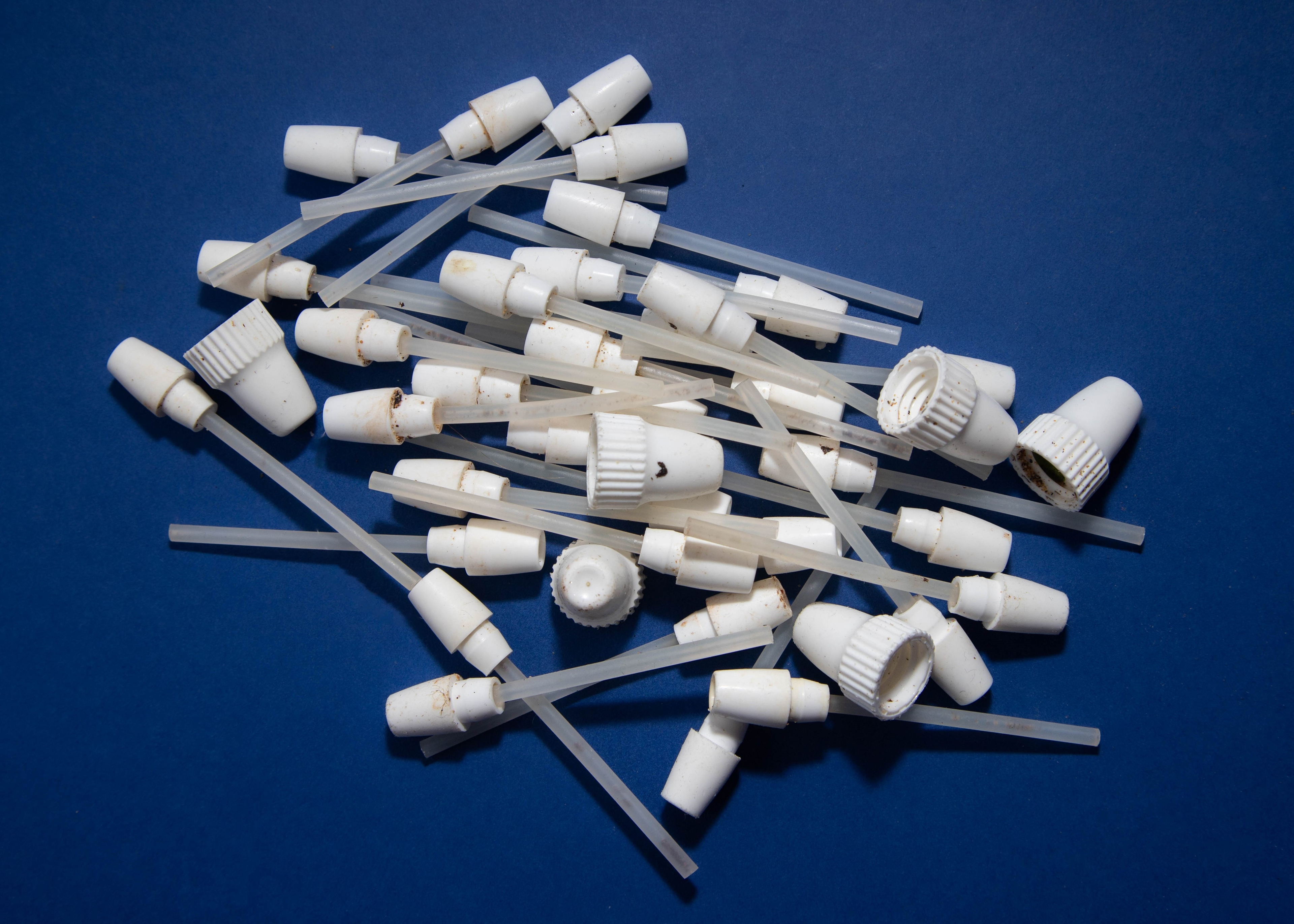 I also found the straws and caps that would have been attached to the bottles. The straws cause many problems to marine life, as many marine animals mistake them for food. It also shows that the bottles are empty, and chemicals from inside them have leaked into the sea.