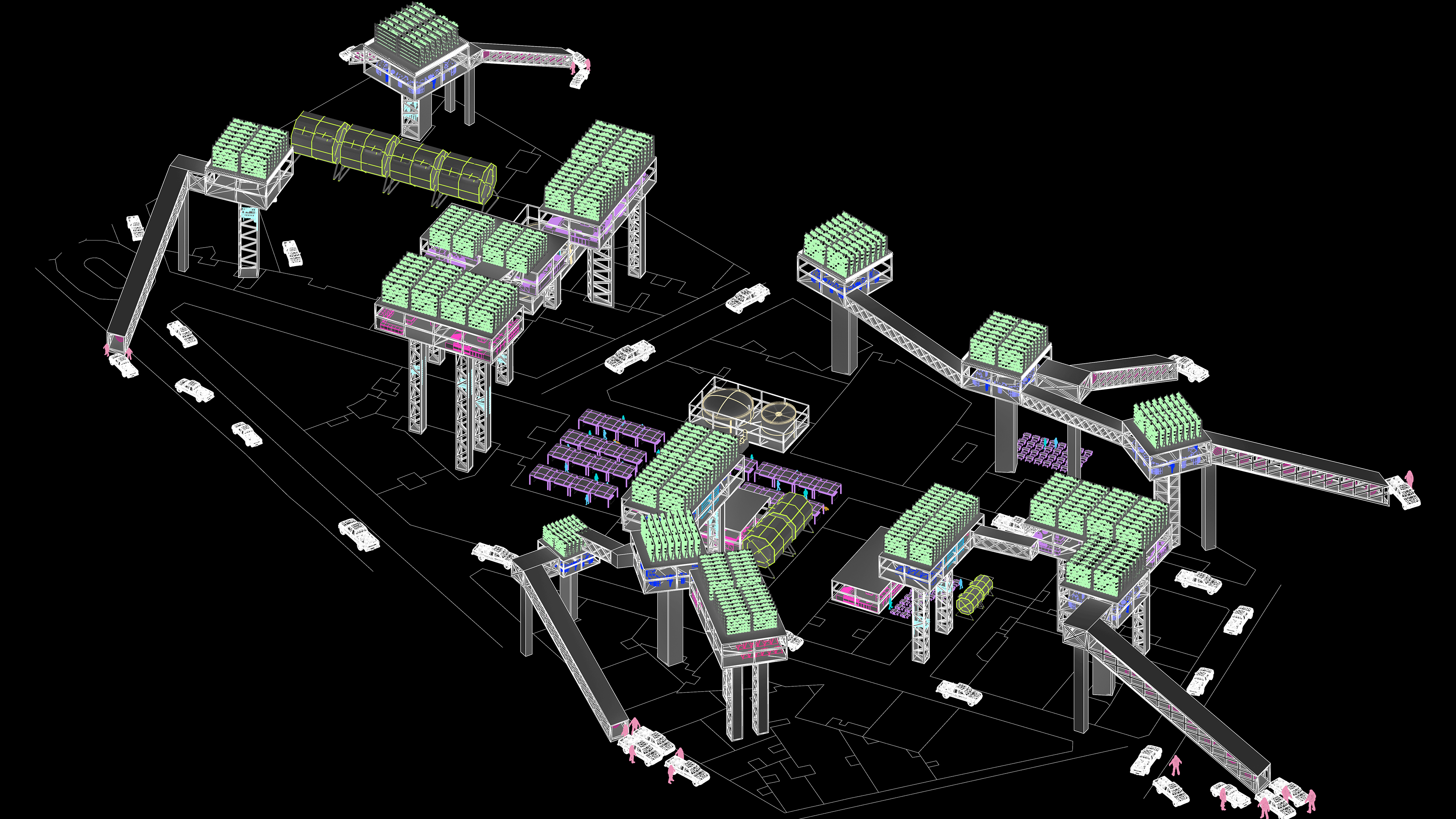 System Structures Placed on top of the city.