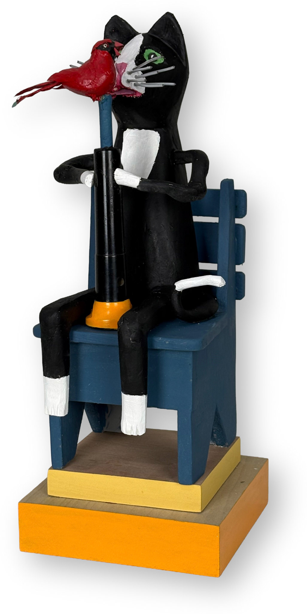 BLACK BOX WITH A CAT HOLDING A BIRD (DETAIL) (2)