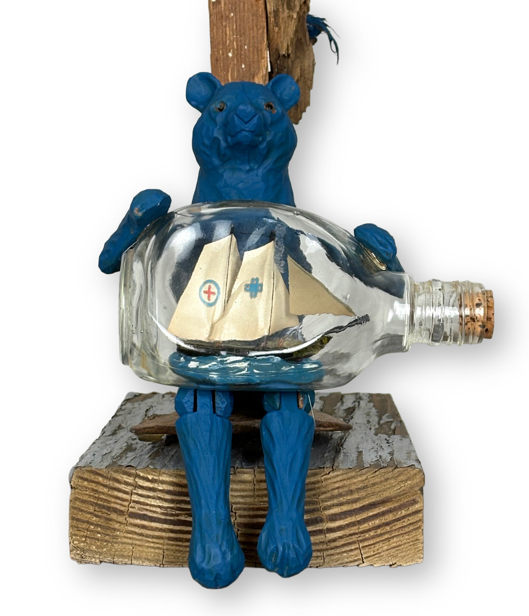BLUE BEAR IS PROUD OF HIS MODEL SHIP IN A BOTTLE (DETAIL)